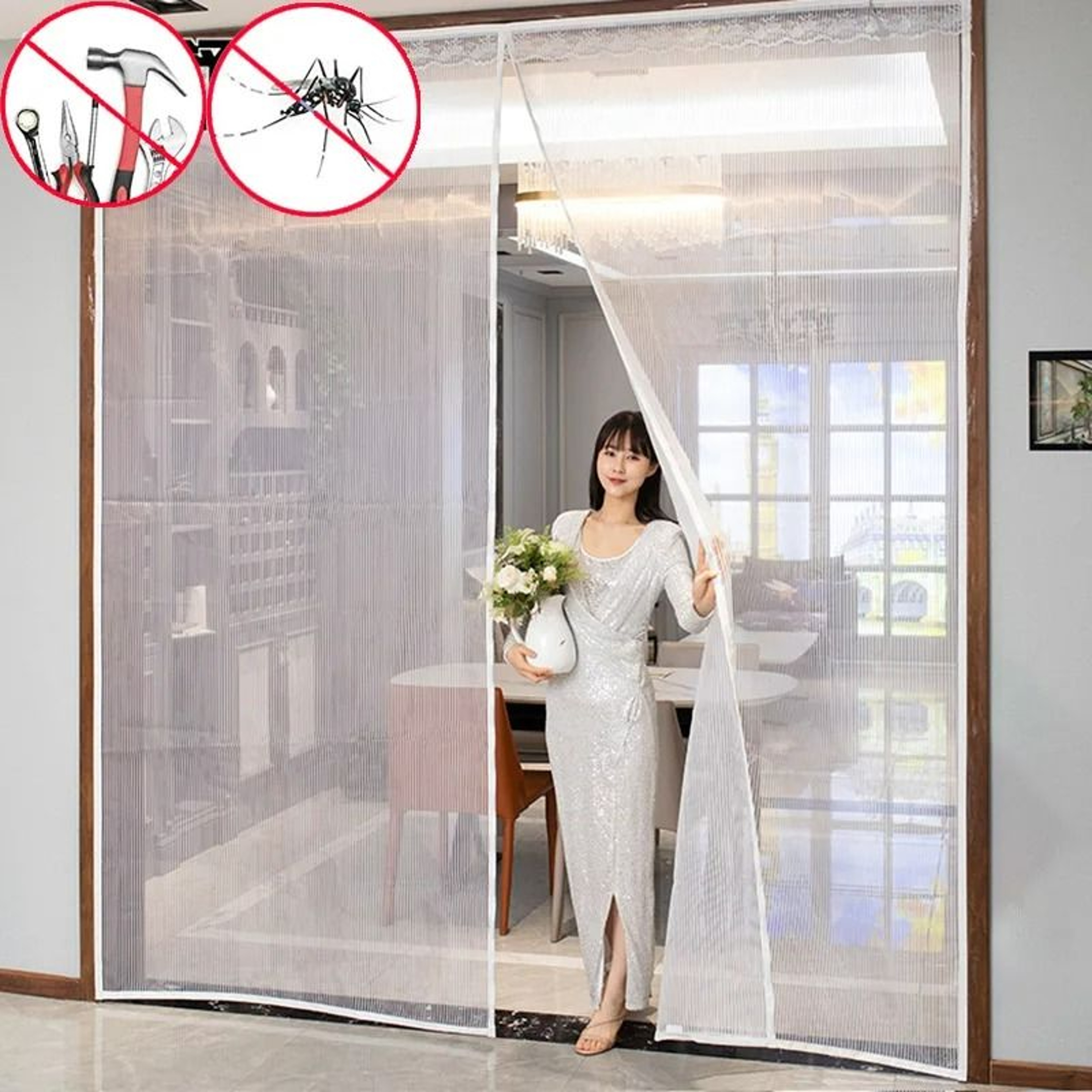 Large Tool Free Magnetic Mosquito Net Door Screen 0