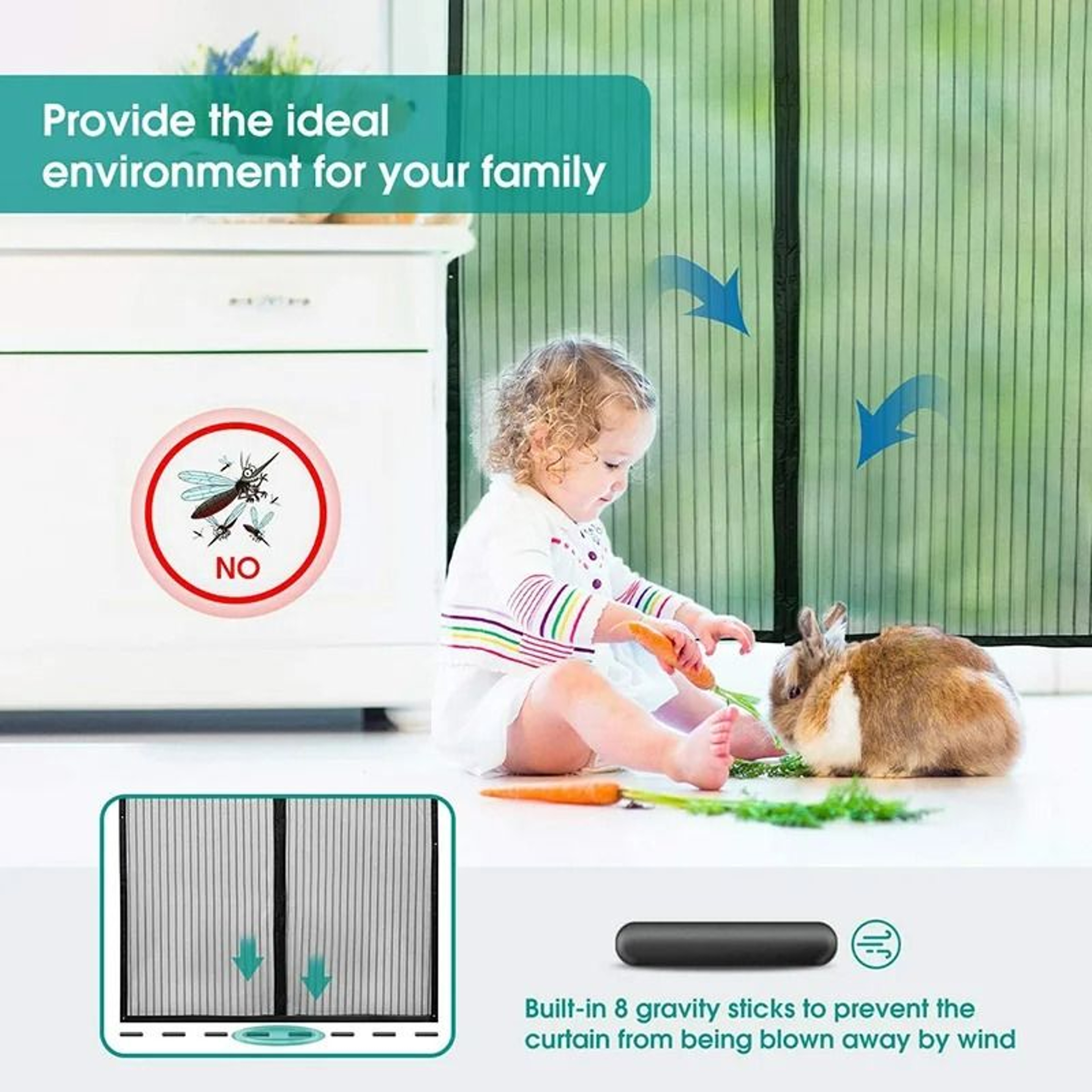 Large Tool Free Magnetic Mosquito Net Door Screen 2
