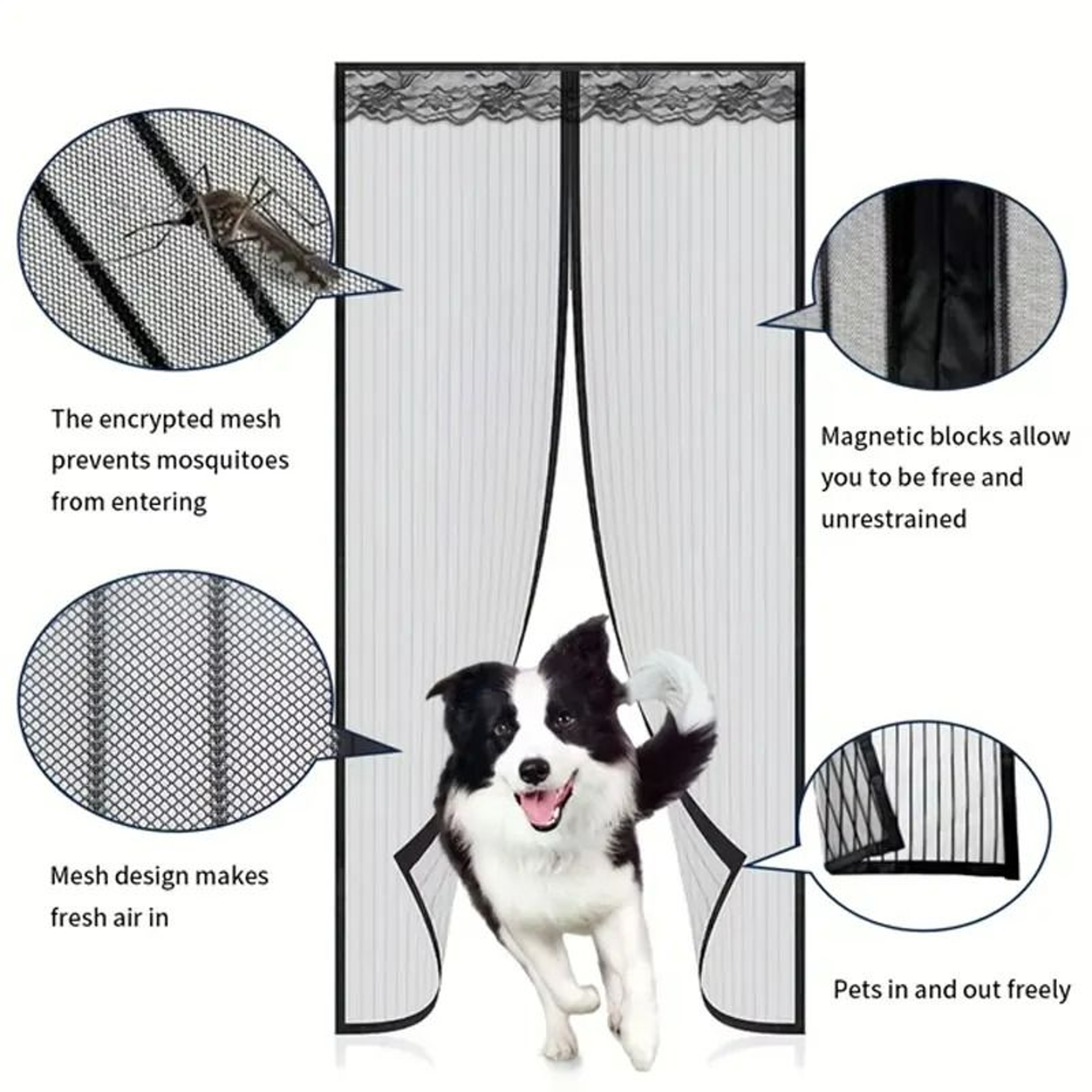 Heavy Duty Striped Magnetic Screen Door – view 3