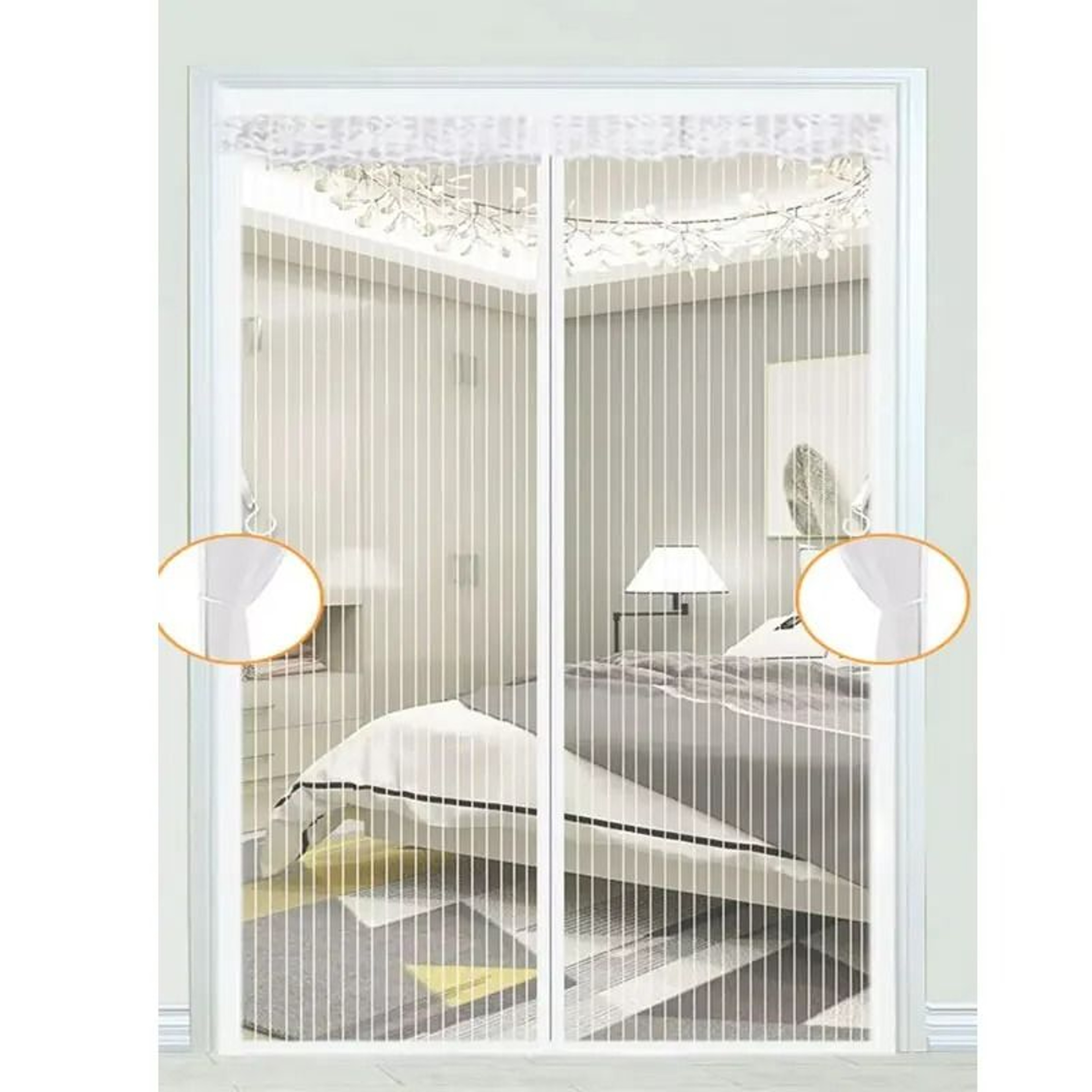 Heavy Duty Striped Magnetic Screen Door 0