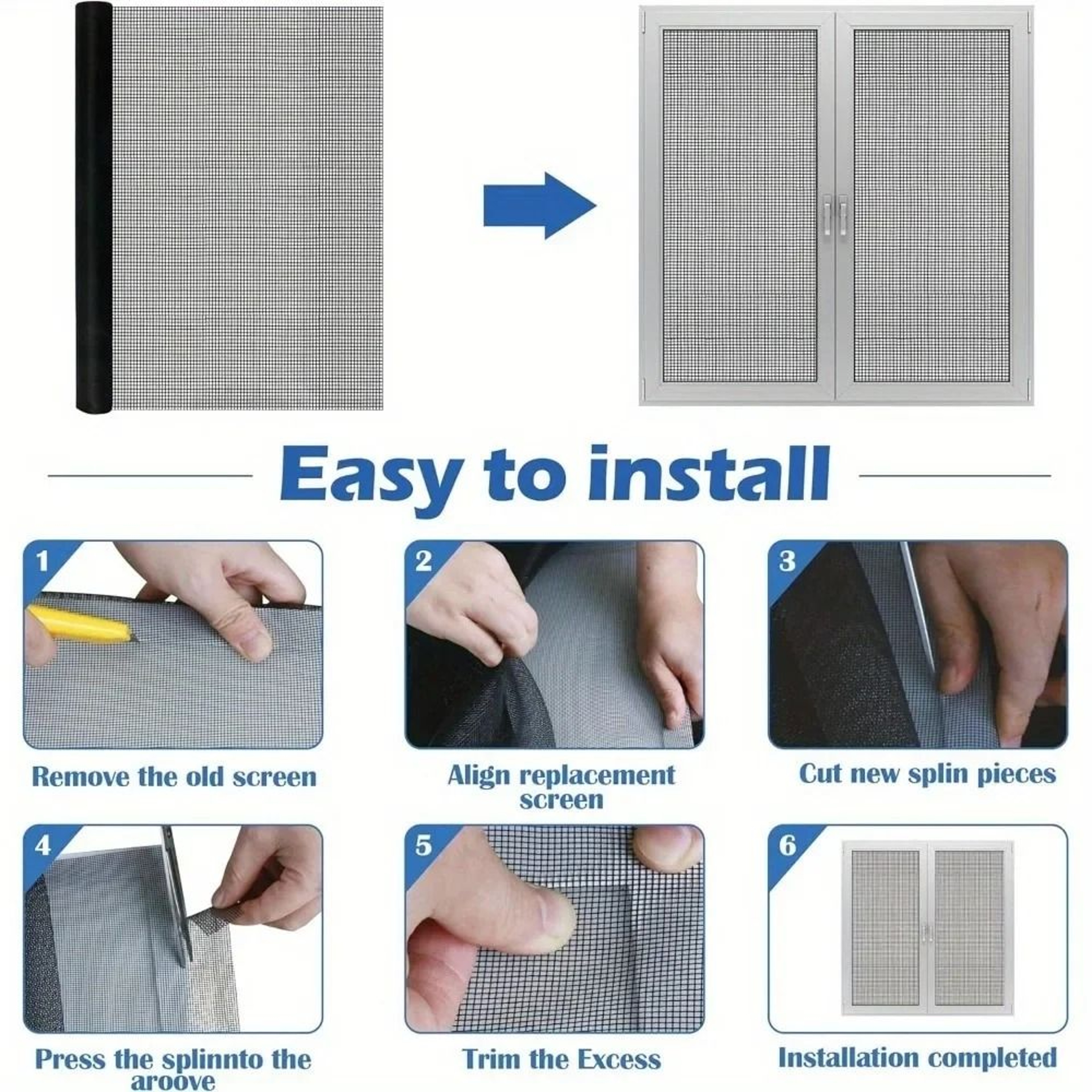 Fiberglass Window Screen Roll  HeavyDuty Pet Protective Mesh 3