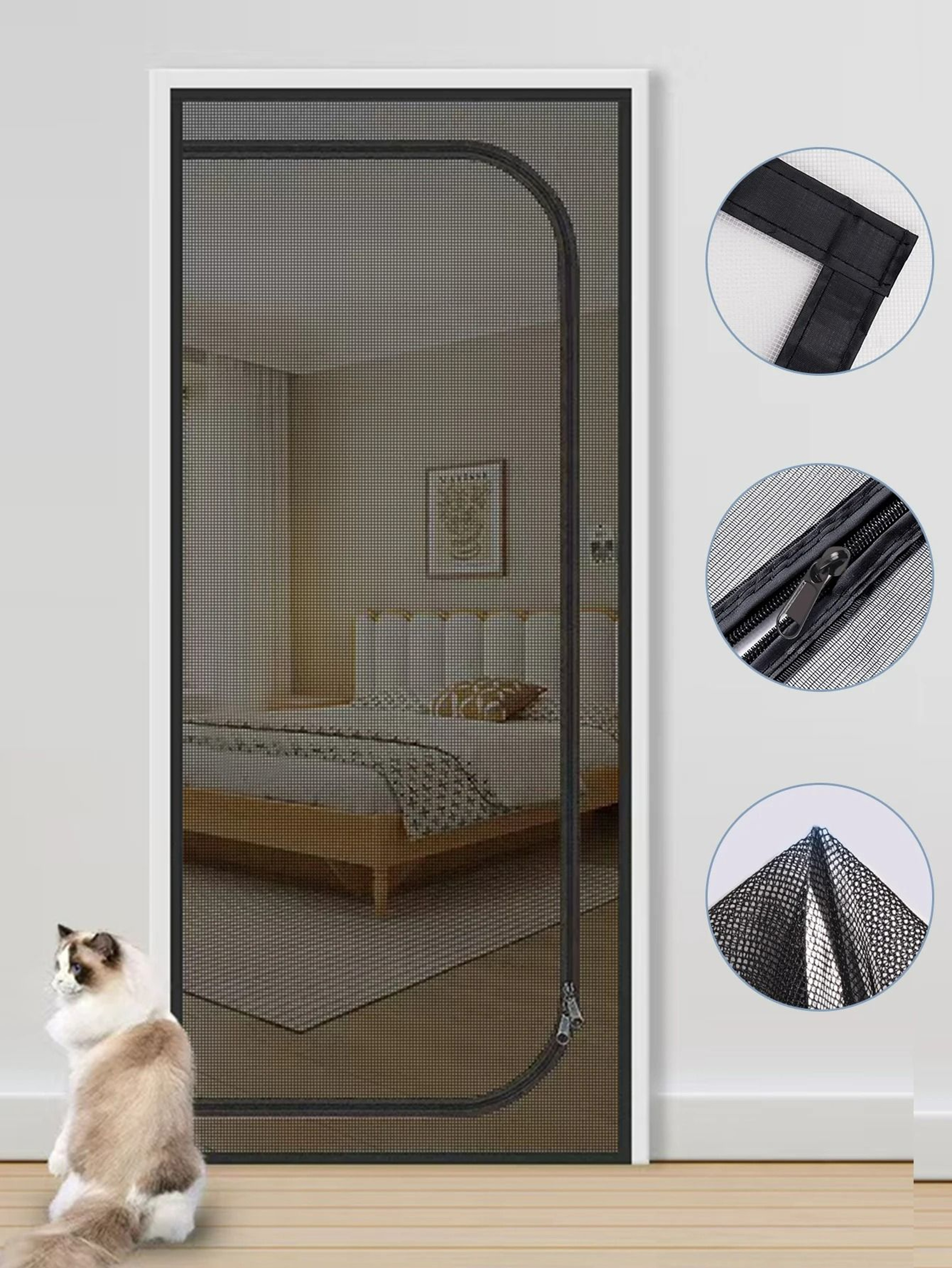 Left Large UShaped Zippered Screen Door Curtain 7