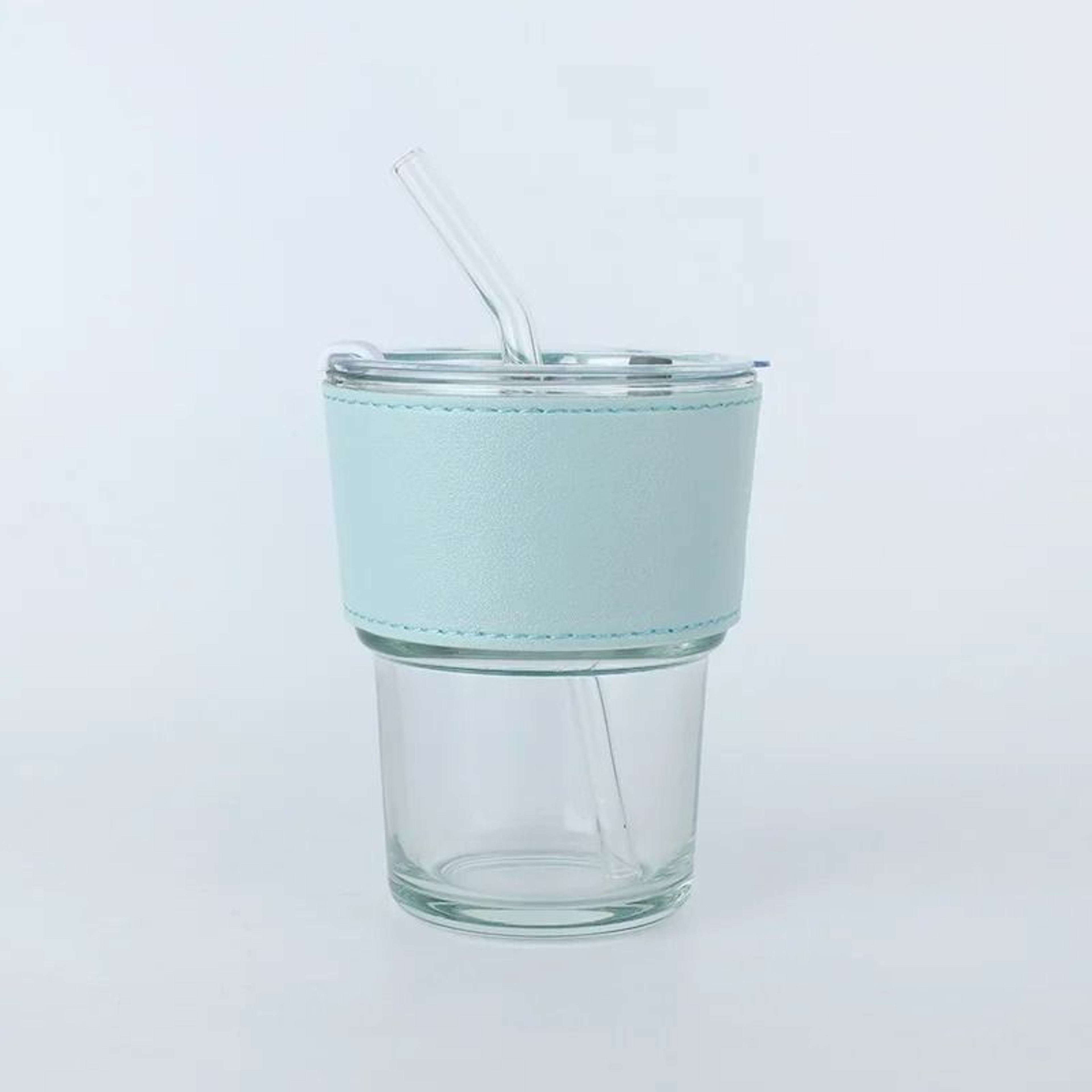 Reusable Glass Sipper Cup With Lid  Straw 16
