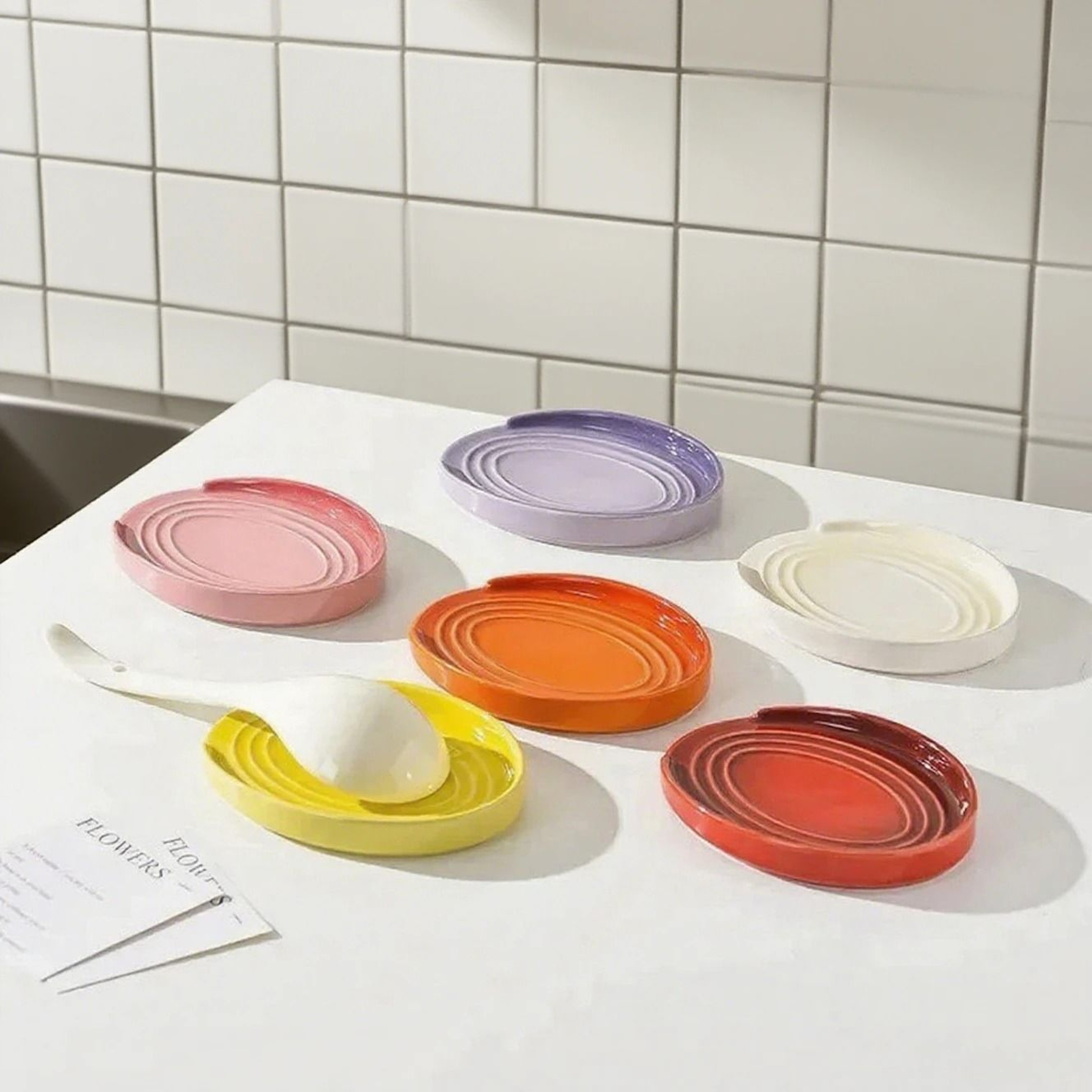 Ceramic Storage Rack Tray  Pot Lid Spoon Rest 2