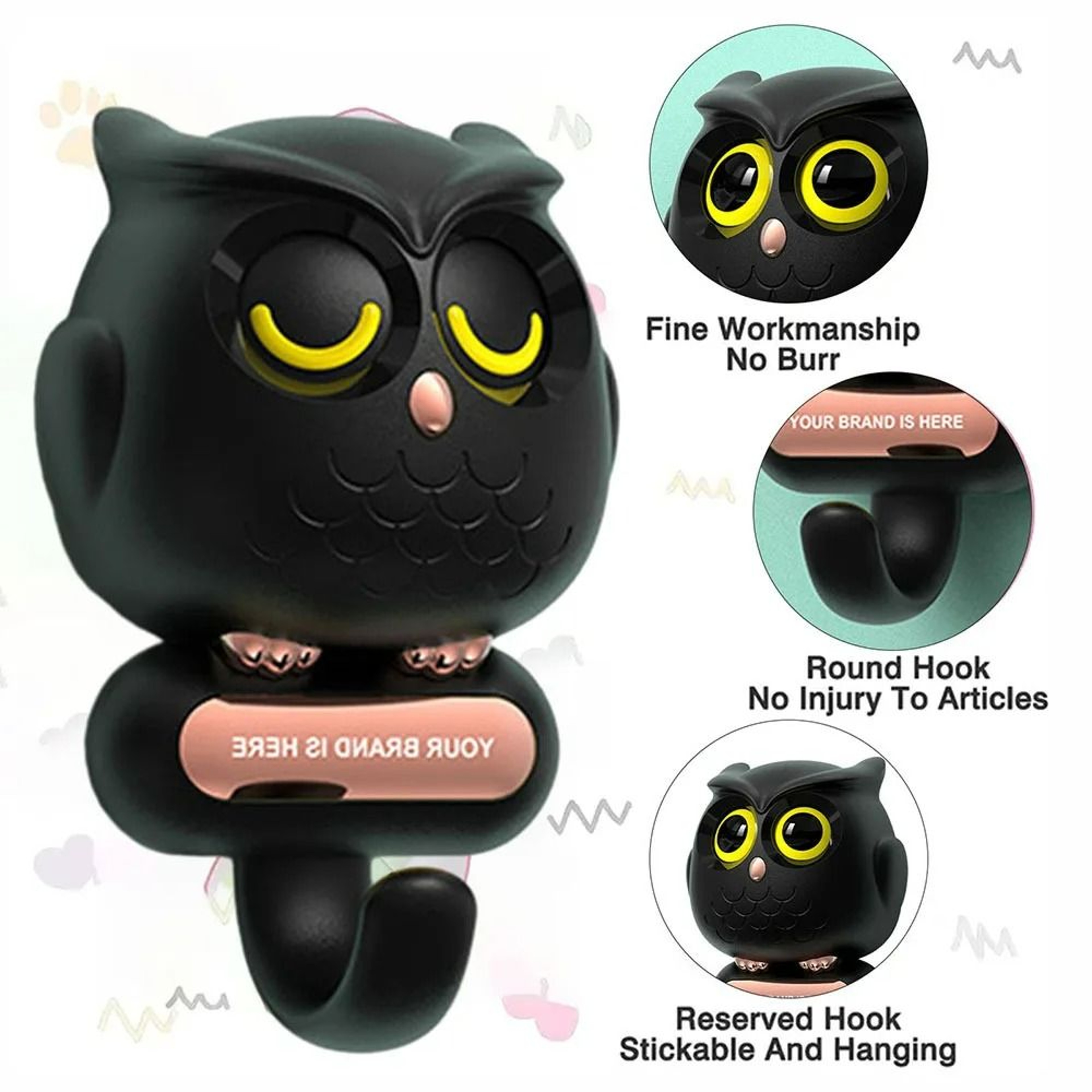 Fashion Blinking Owl Wall Key Holder Hook 1