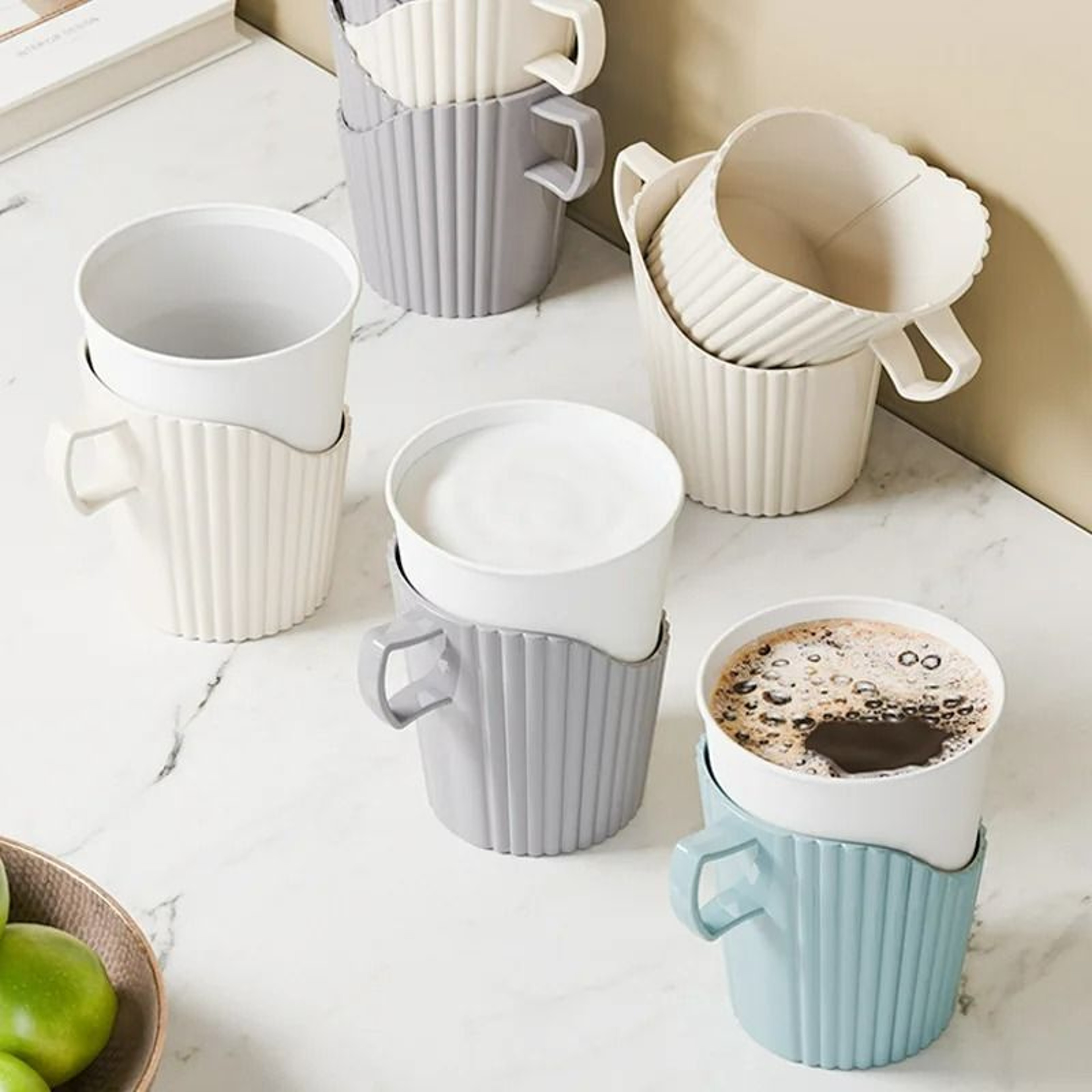6Piece Disposable Paper Cup Holder  Heat Insulating Cover Set 0