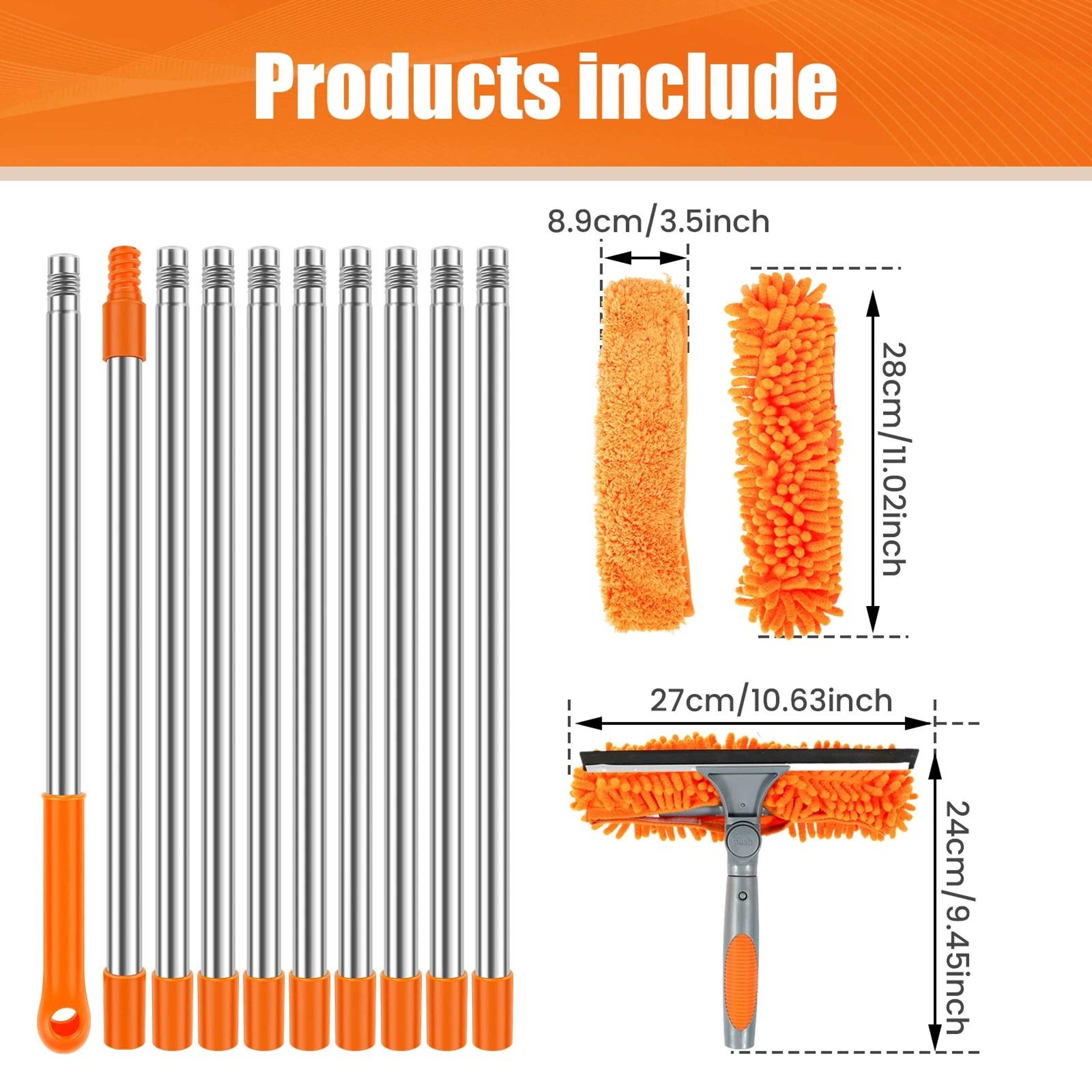 2in1 Extended Window Cleaning Kit With 180 Swivel Squeegee  Microfiber Mop 4