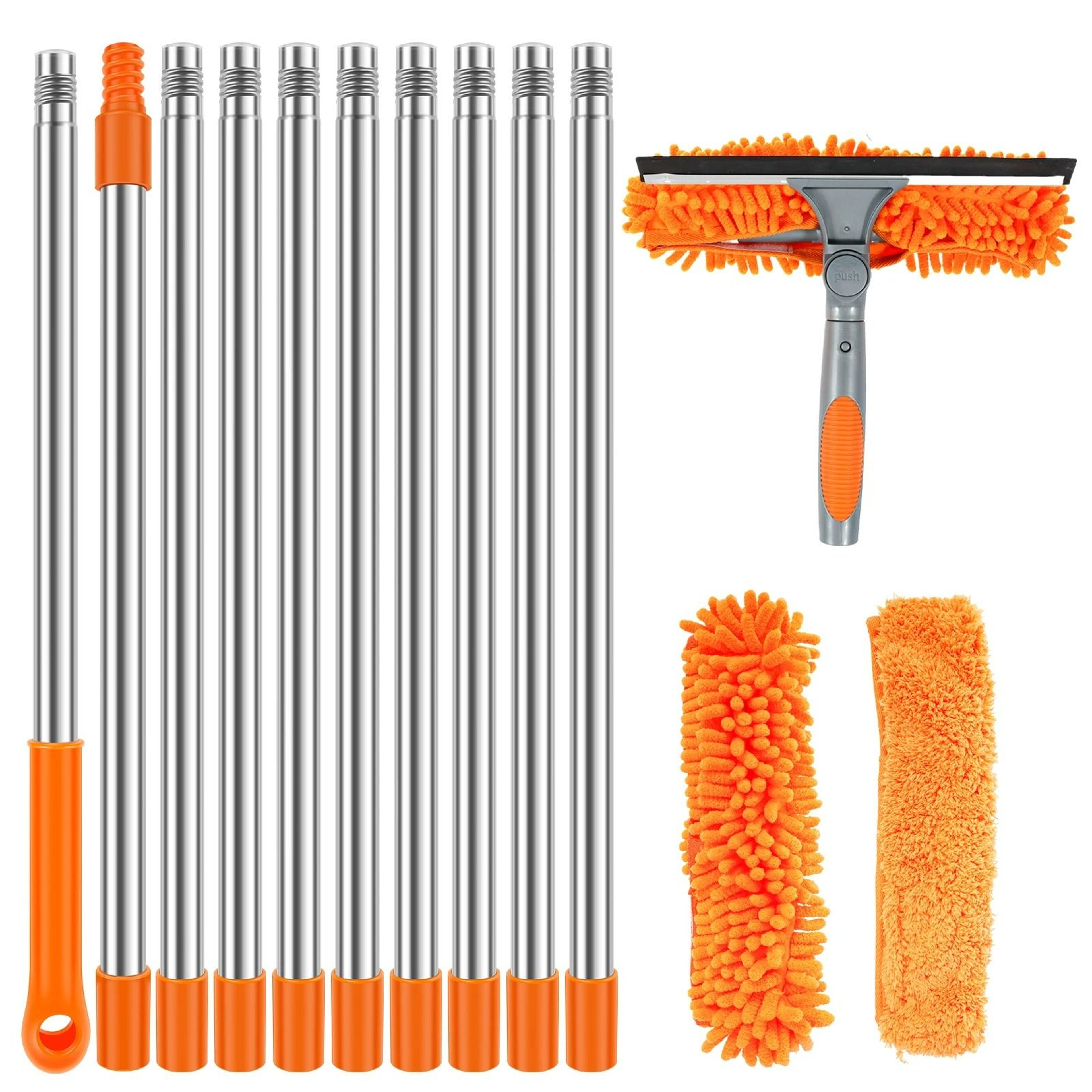 2in1 Extended Window Cleaning Kit With 180 Swivel Squeegee  Microfiber Mop 0