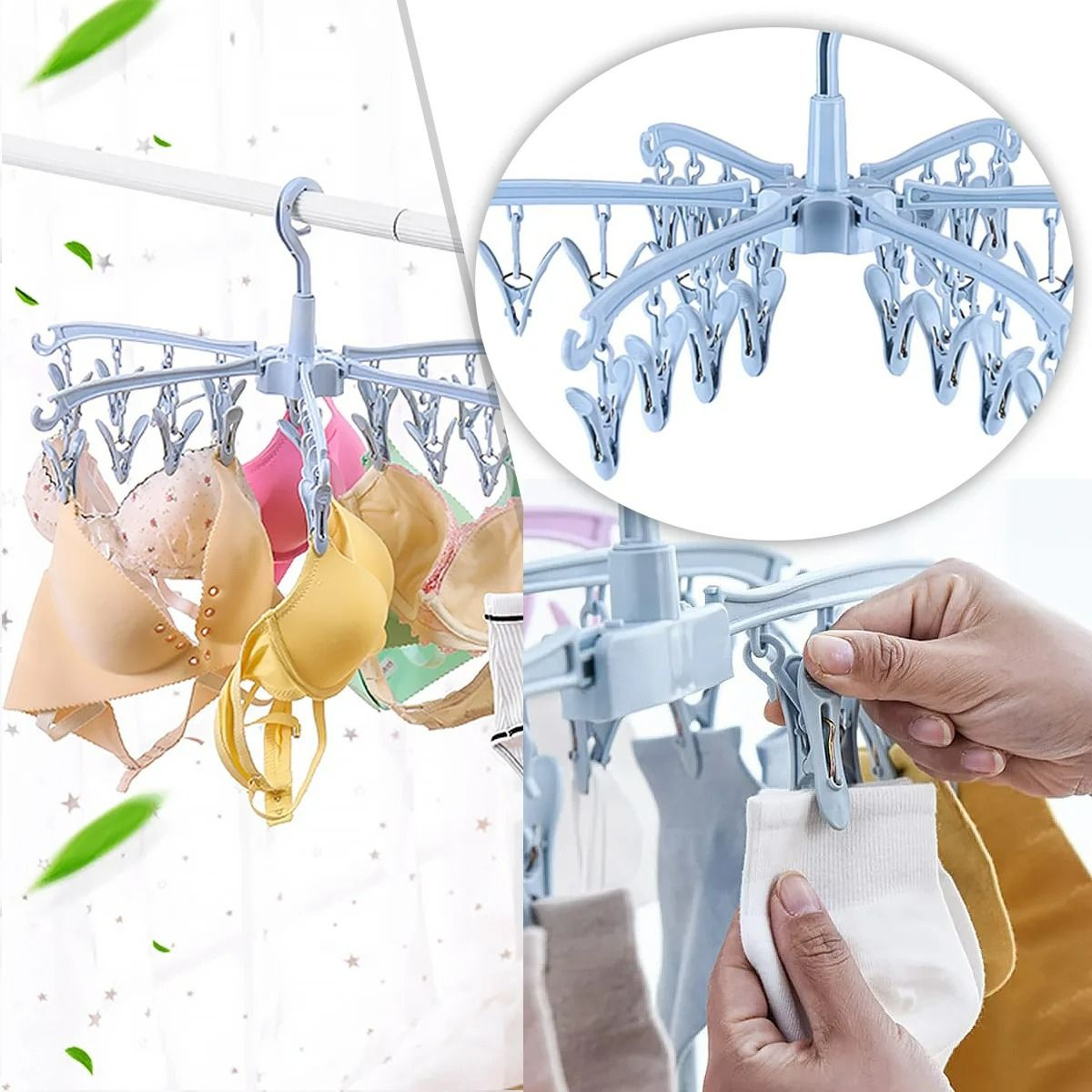24Clip Folding Rotatable Laundry Drying Rack 6