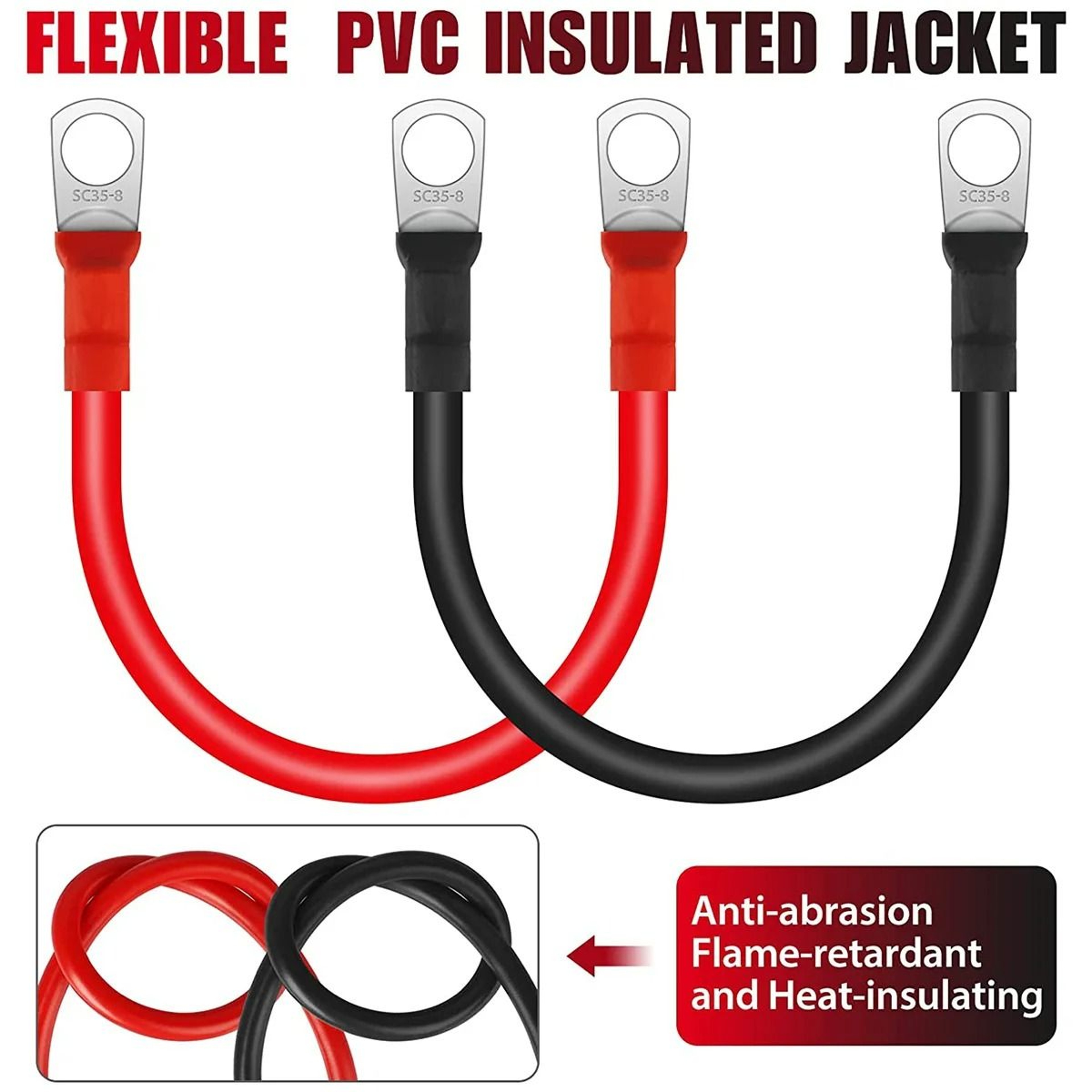 Soft Silicone 2AWG TinPlated Copper Battery Cable Set 2Pack 3