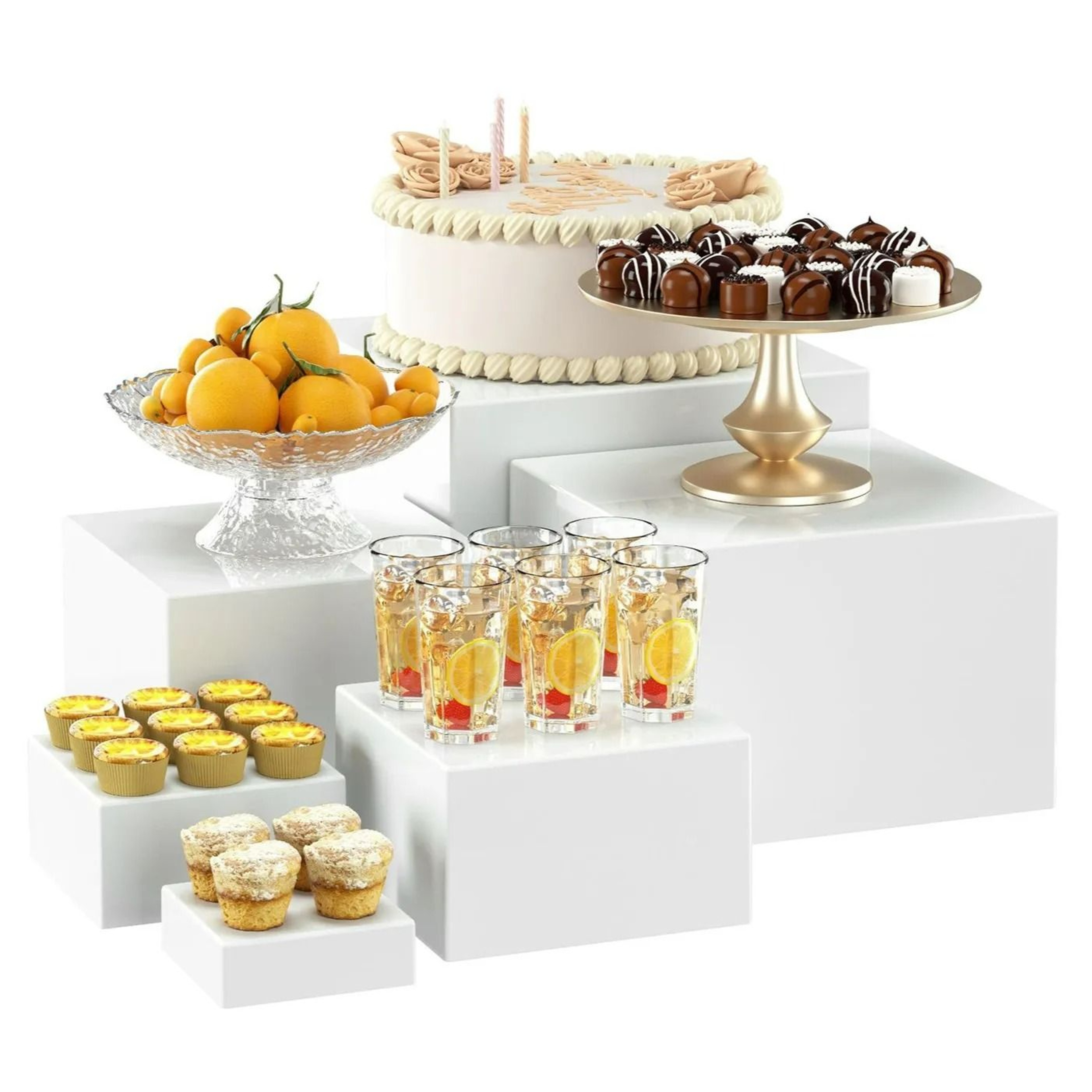 6Piece Acrylic Buffet Riser Food Display Stands Set 1