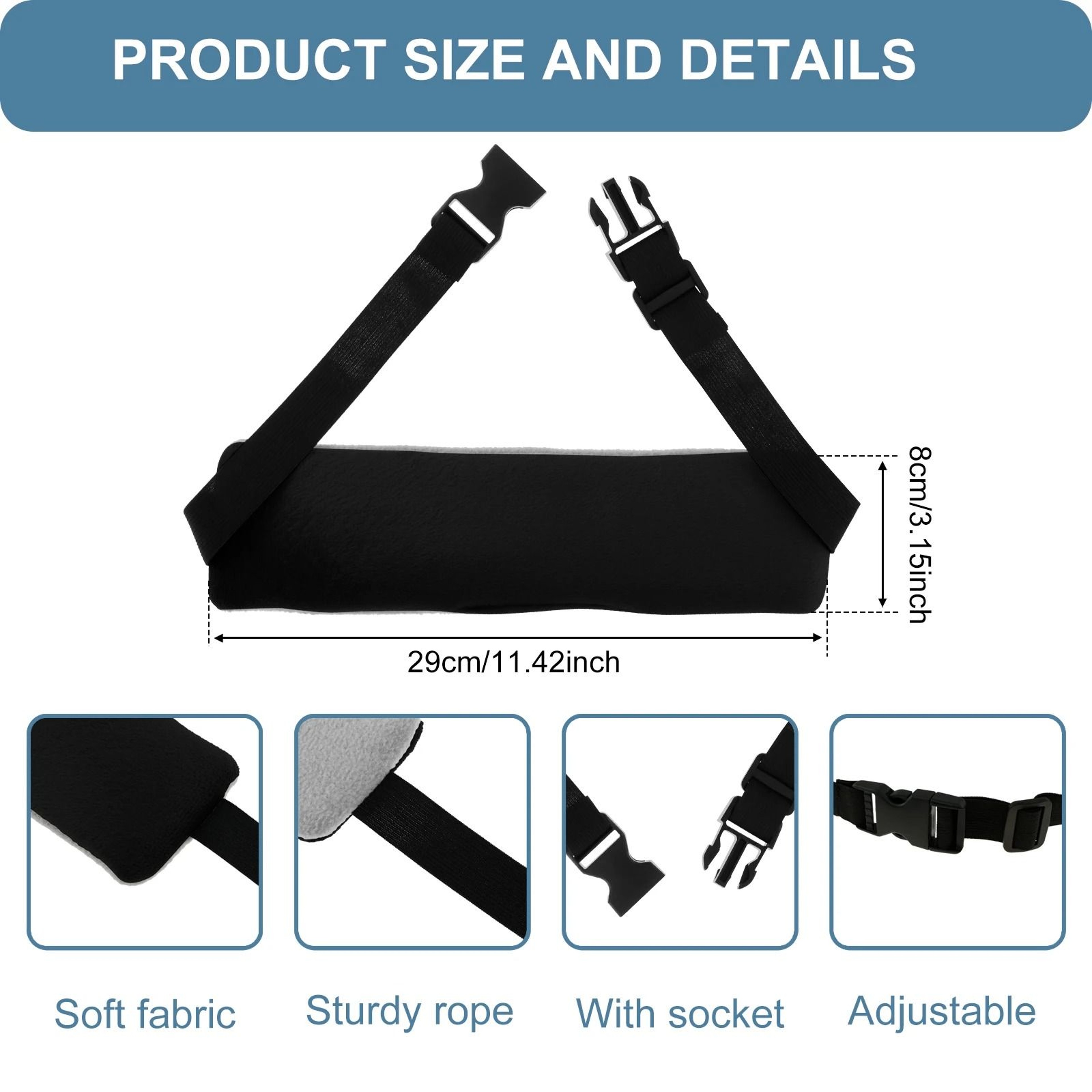 Adjustable Head Support Strap Set For Travel 2Pack 6