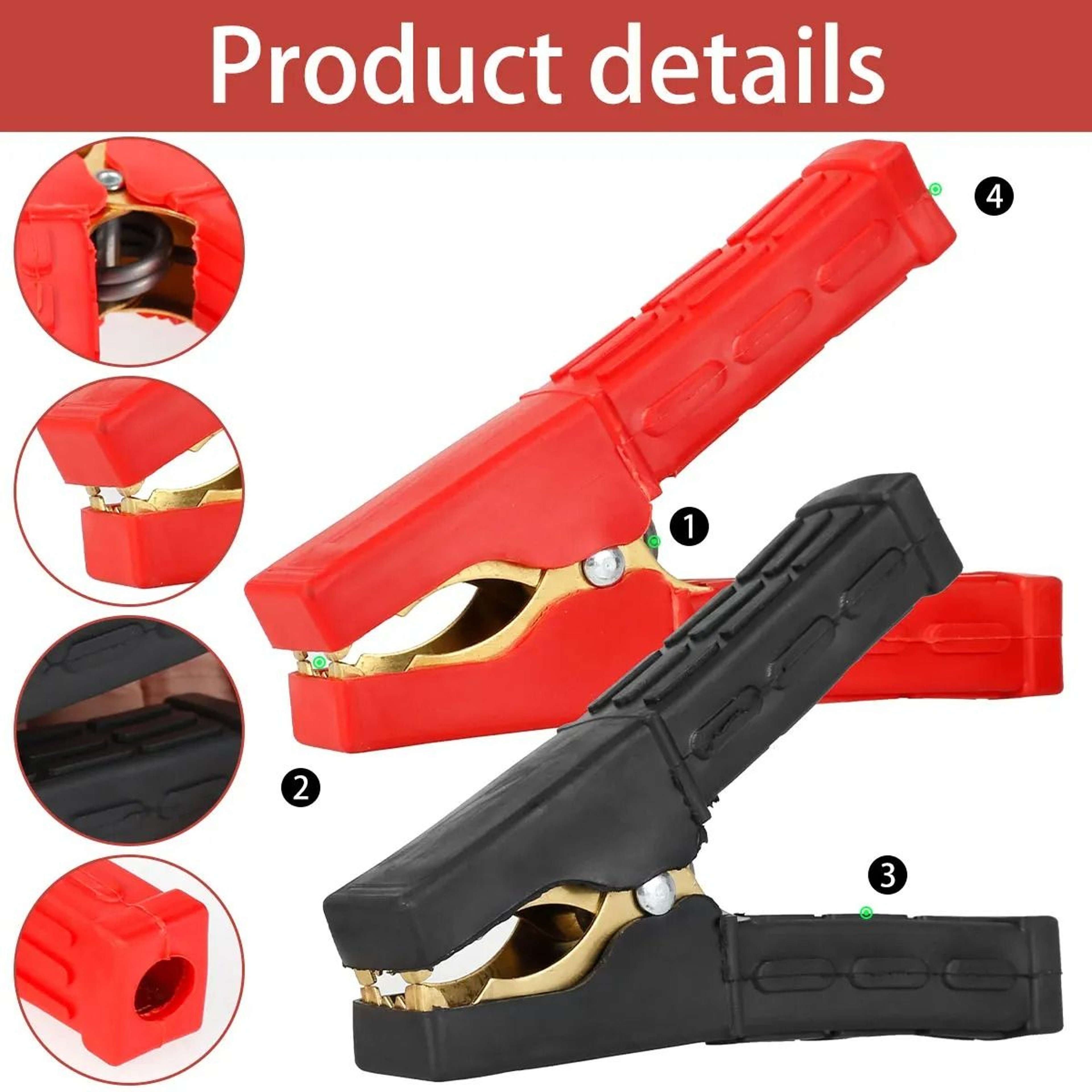 HeavyDuty Pure Copper Battery Alligator Clips 2Pack 2