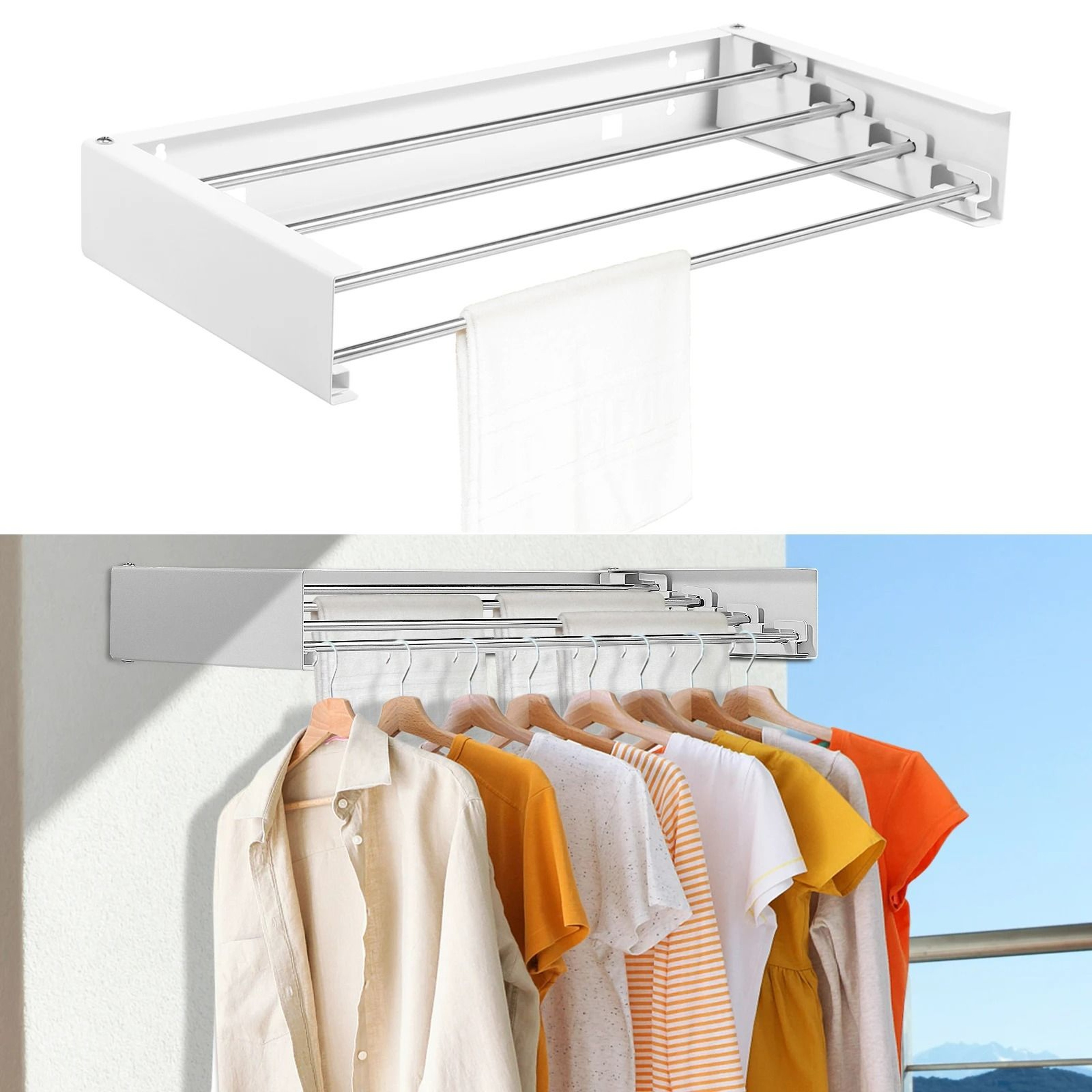 WallMounted Collapsible Stainless Steel Laundry Drying Rack 1