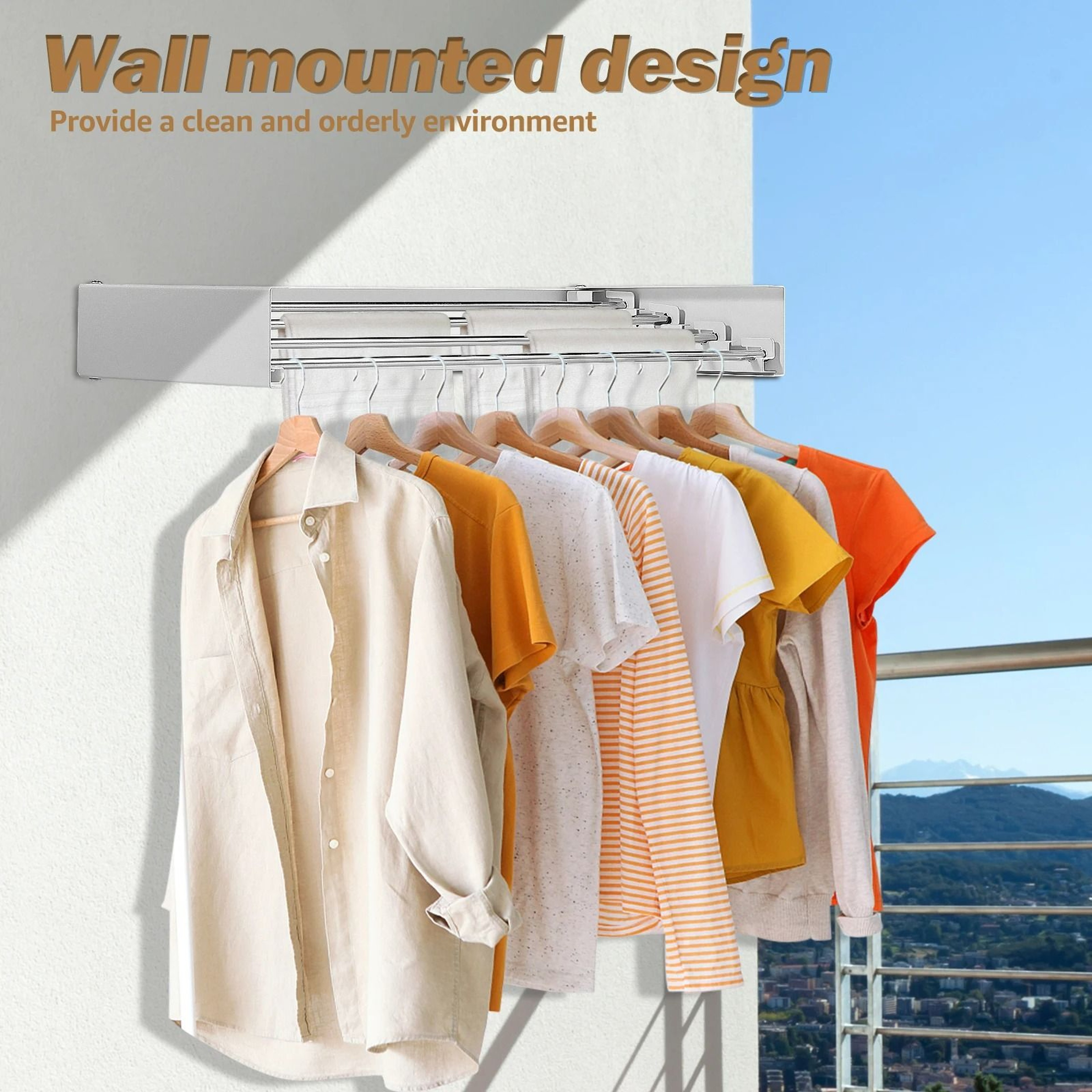 WallMounted Collapsible Stainless Steel Laundry Drying Rack 6