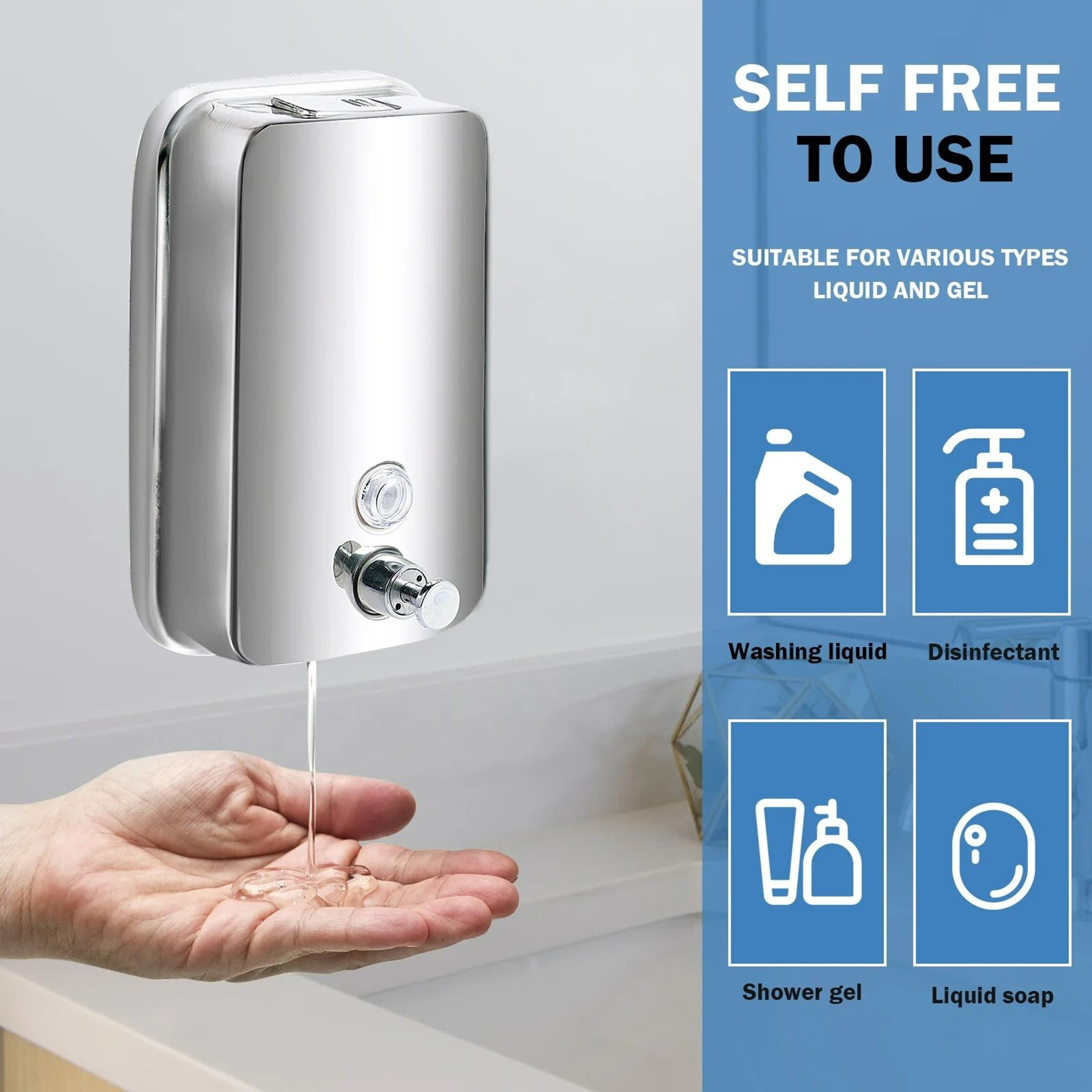 WallMounted Stainless Steel Liquid Soap Dispenser 3