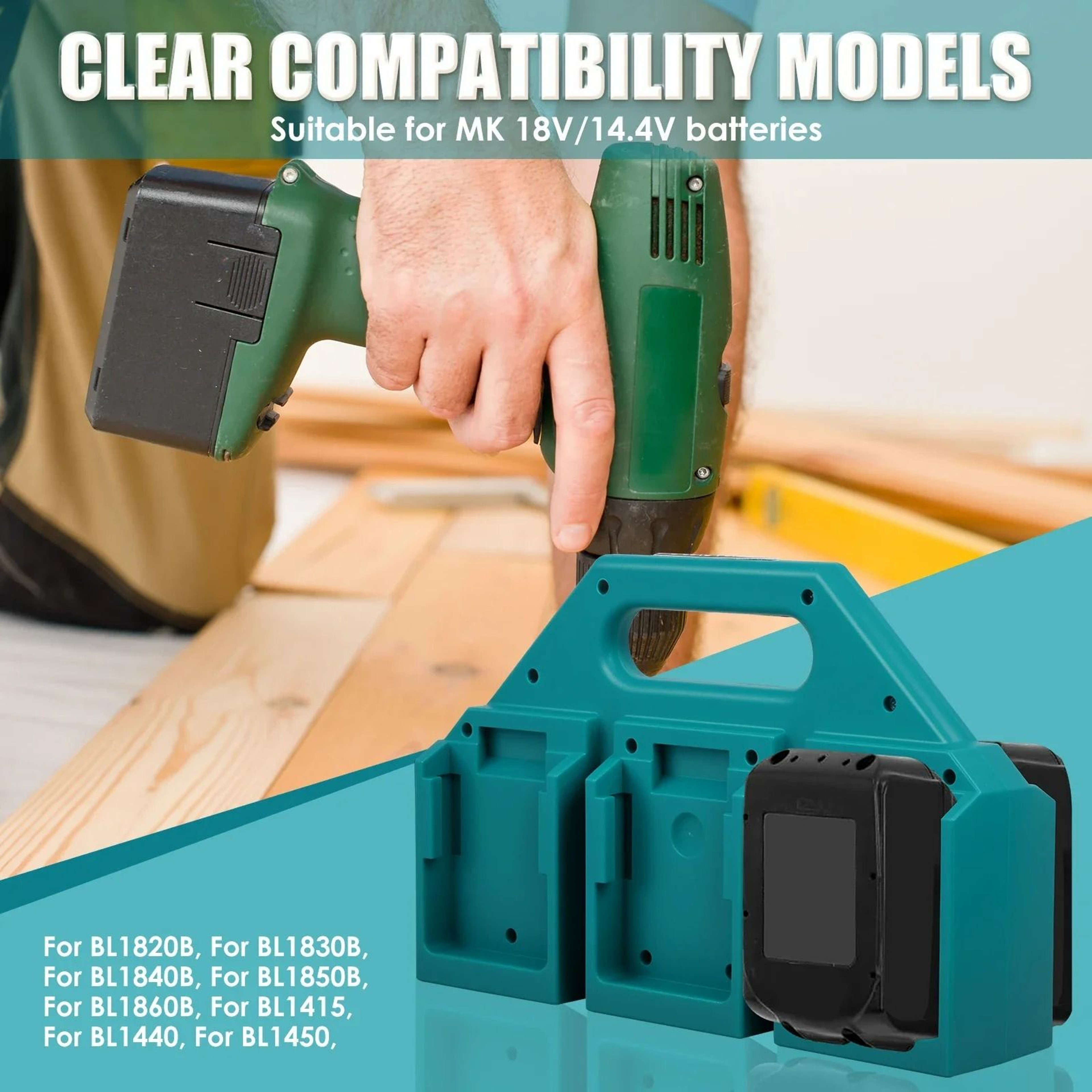 Rugged MultiSlot Battery Organizer Holder For Makita 18V  144V 3
