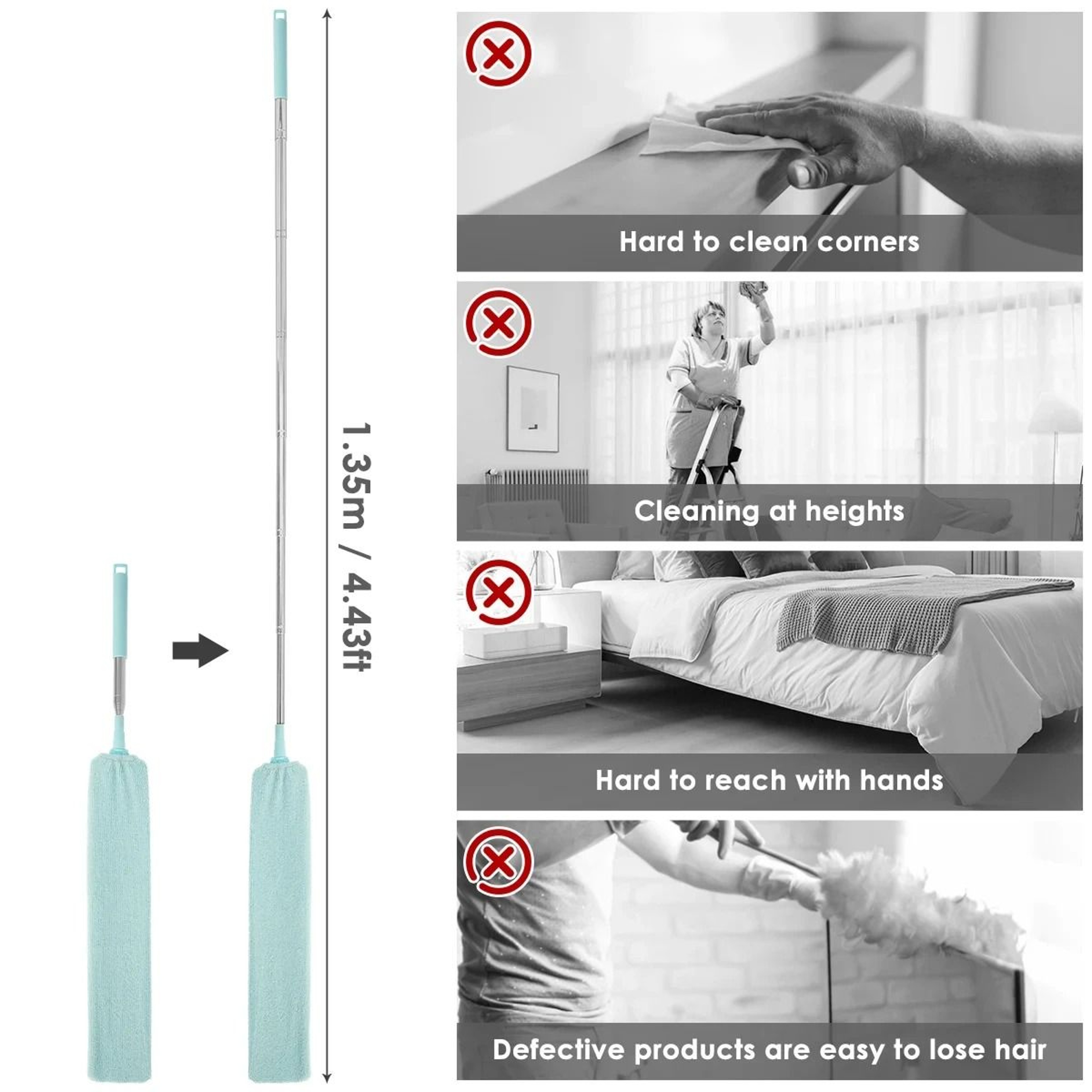 Flexible Long Flat Gap Duster With Extension Handle 6