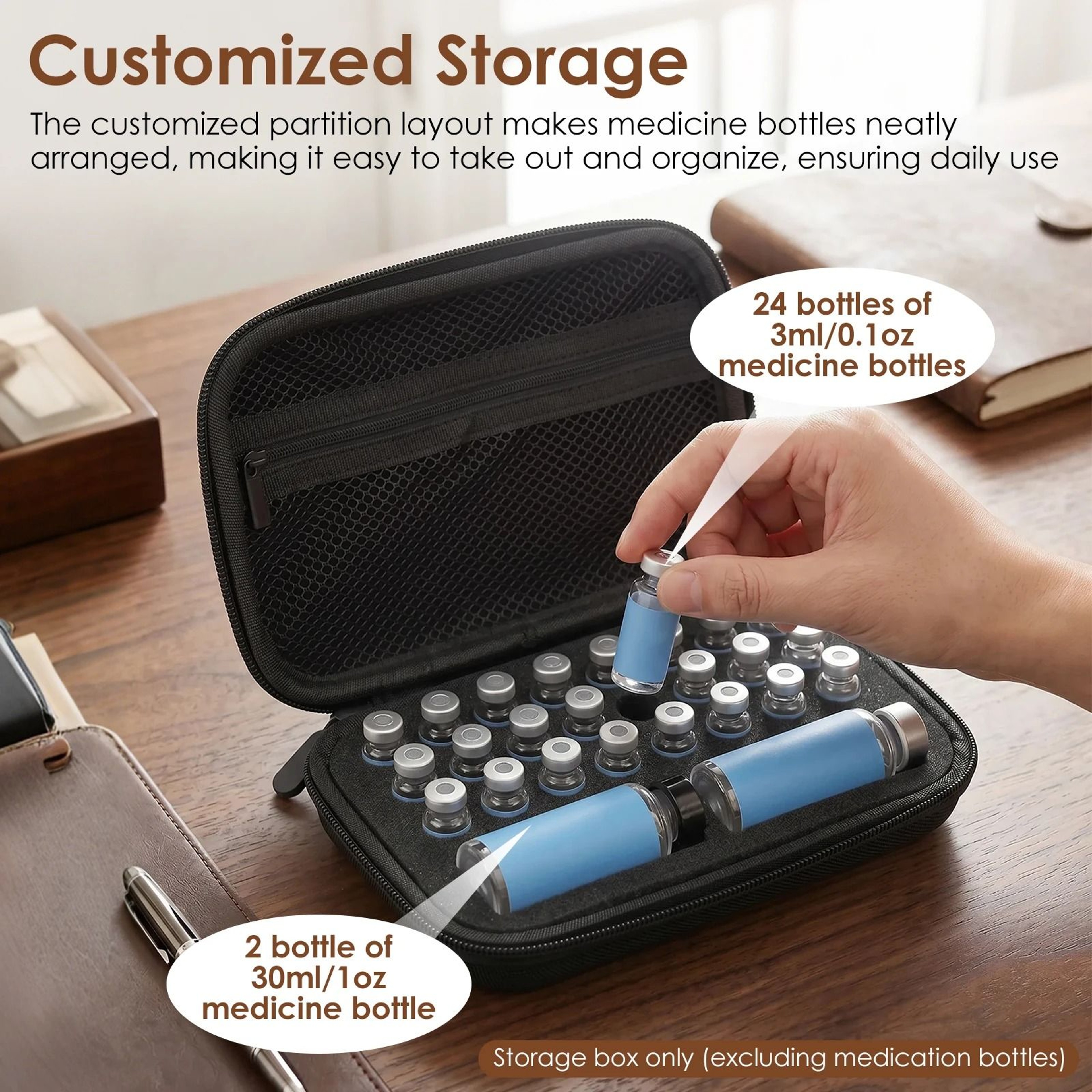 Portable MultiSlot Insulin  Peptide Vial Storage Case 1