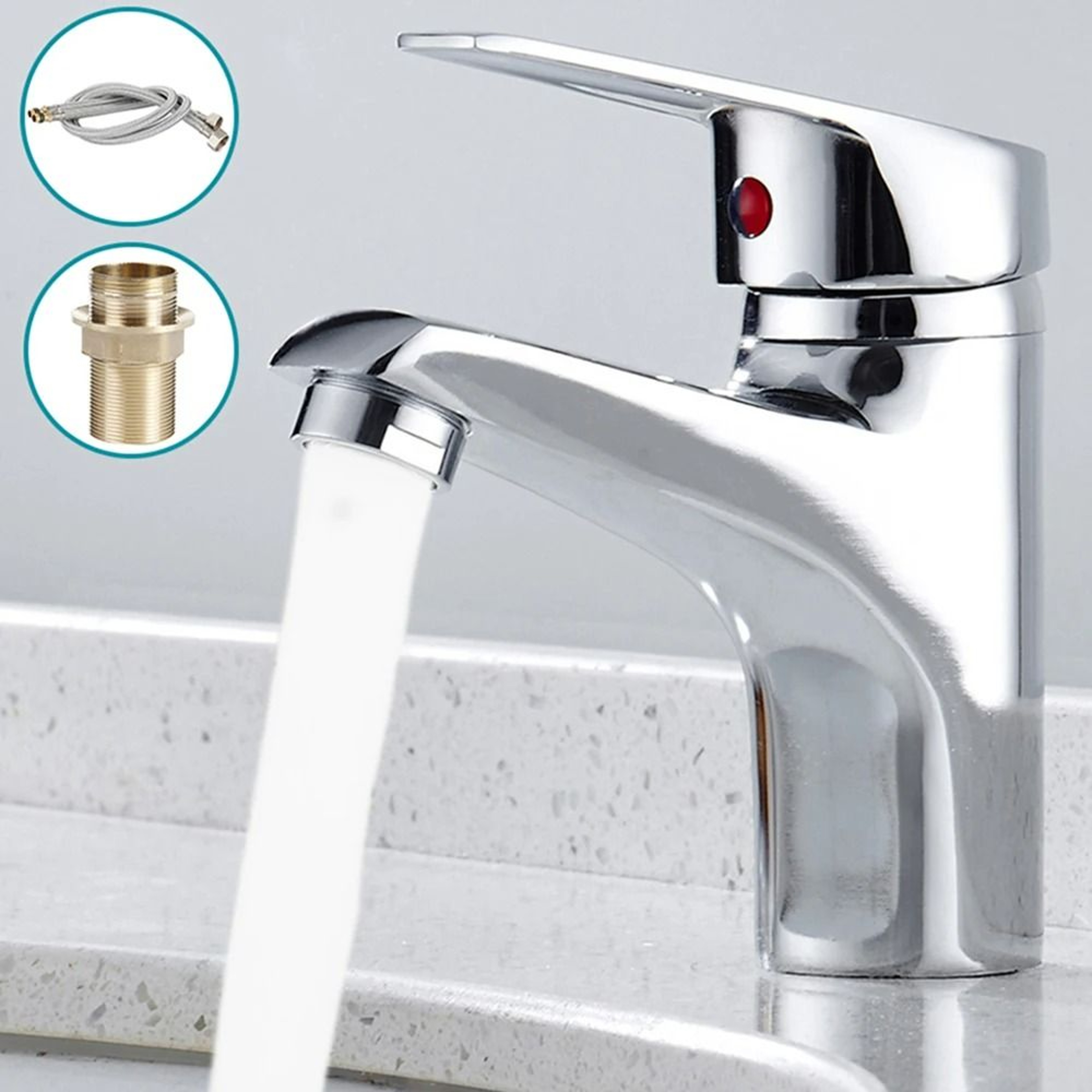 SingleLever DeckMounted Hot  Cold Bathroom Basin Mixer Faucet 1