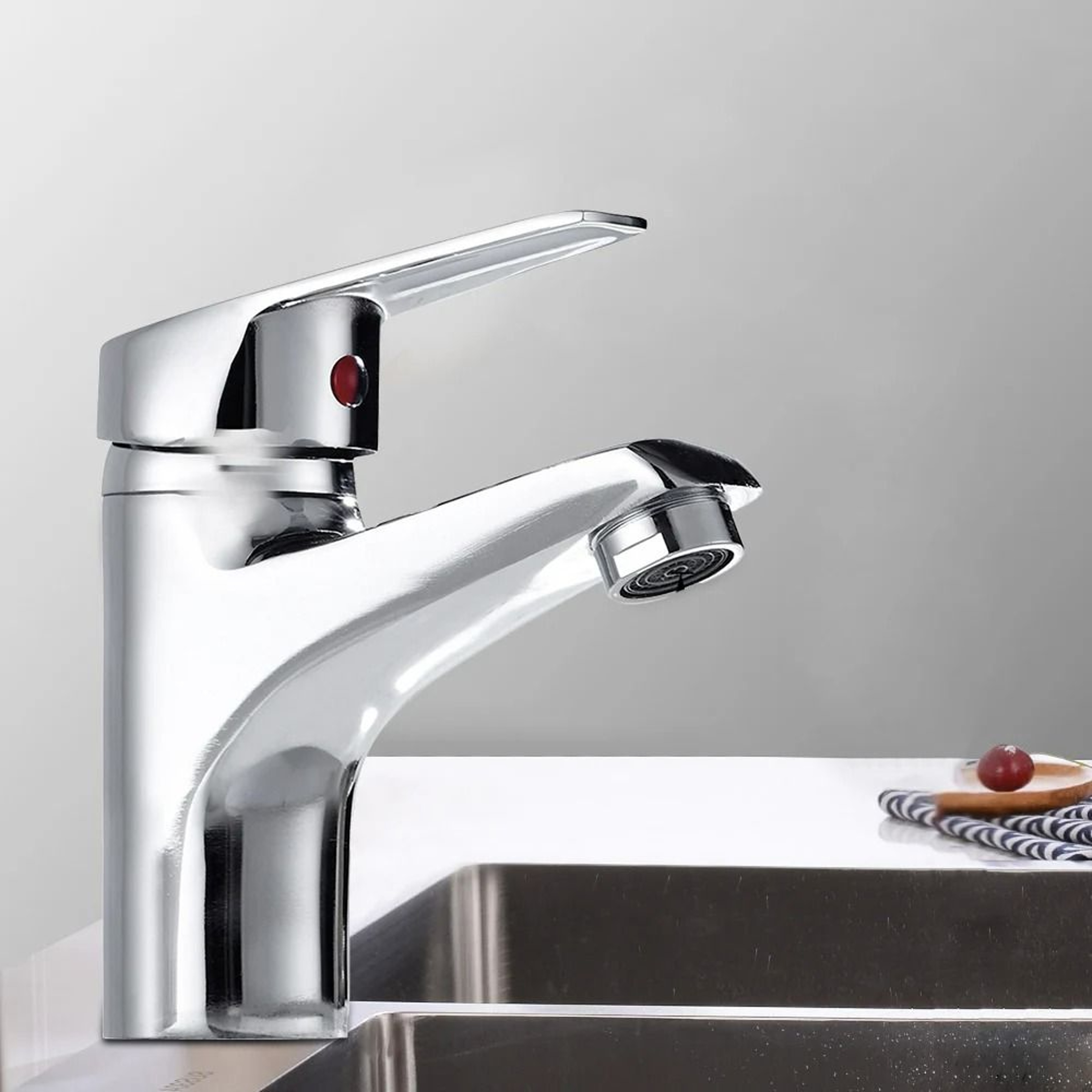 SingleLever DeckMounted Hot  Cold Bathroom Basin Mixer Faucet 3