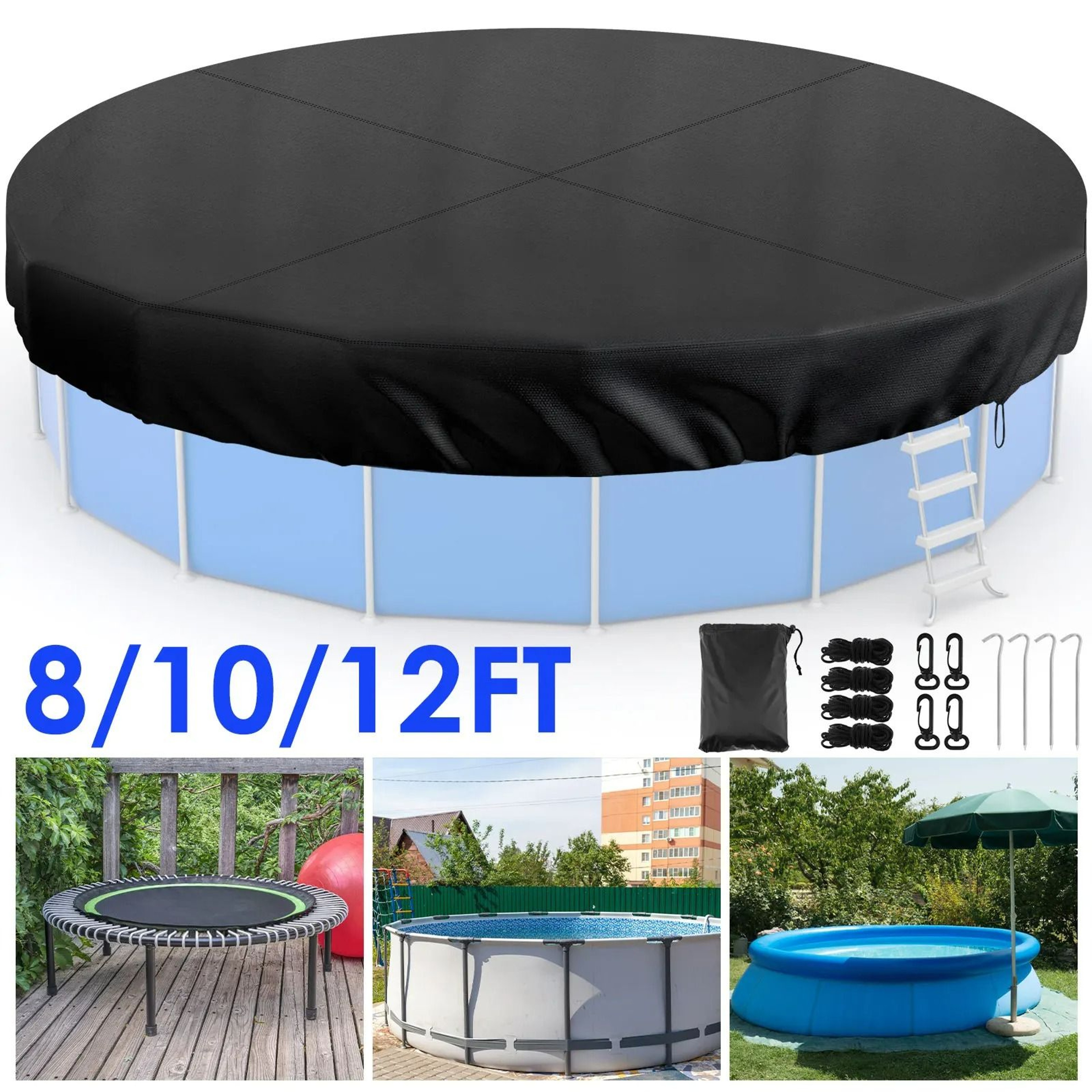 Round Outdoor Waterproof Pool Cover With Adjustable Drawstring 1