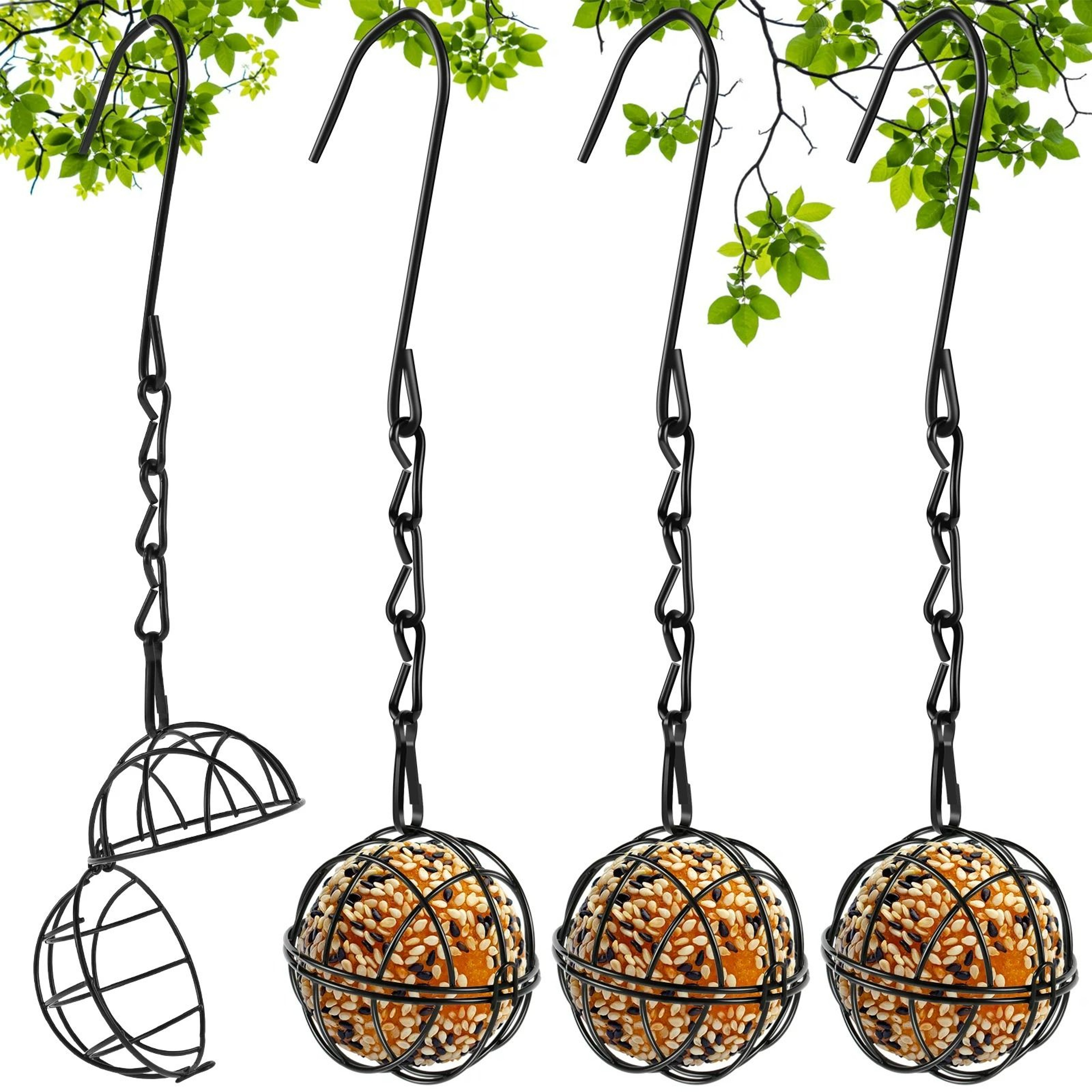 BallShaped Metal Bird Feeder Set  Outdoor Garden Station 5