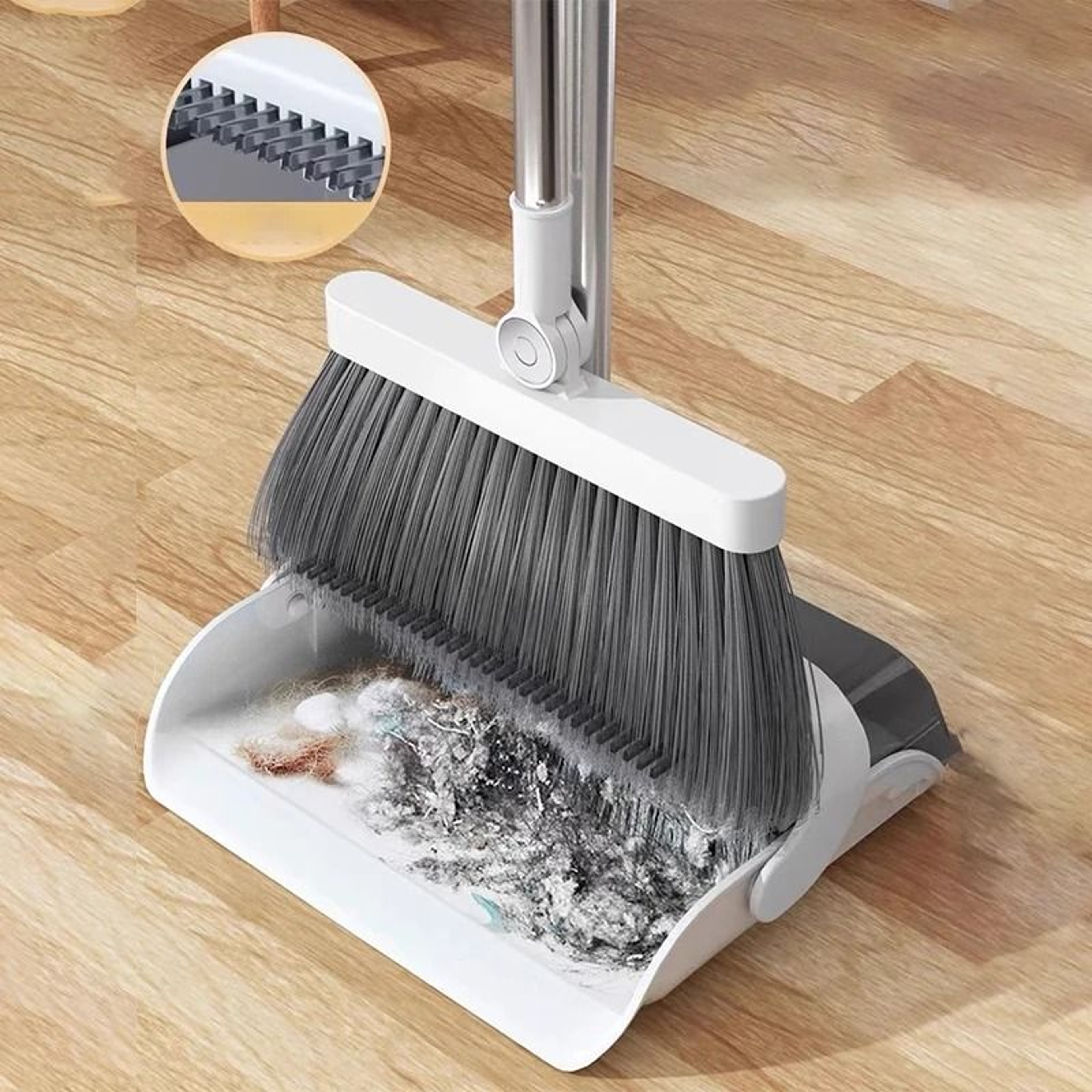 Upright Standing Broom And Foldable Dustpan Cleaning Set 2