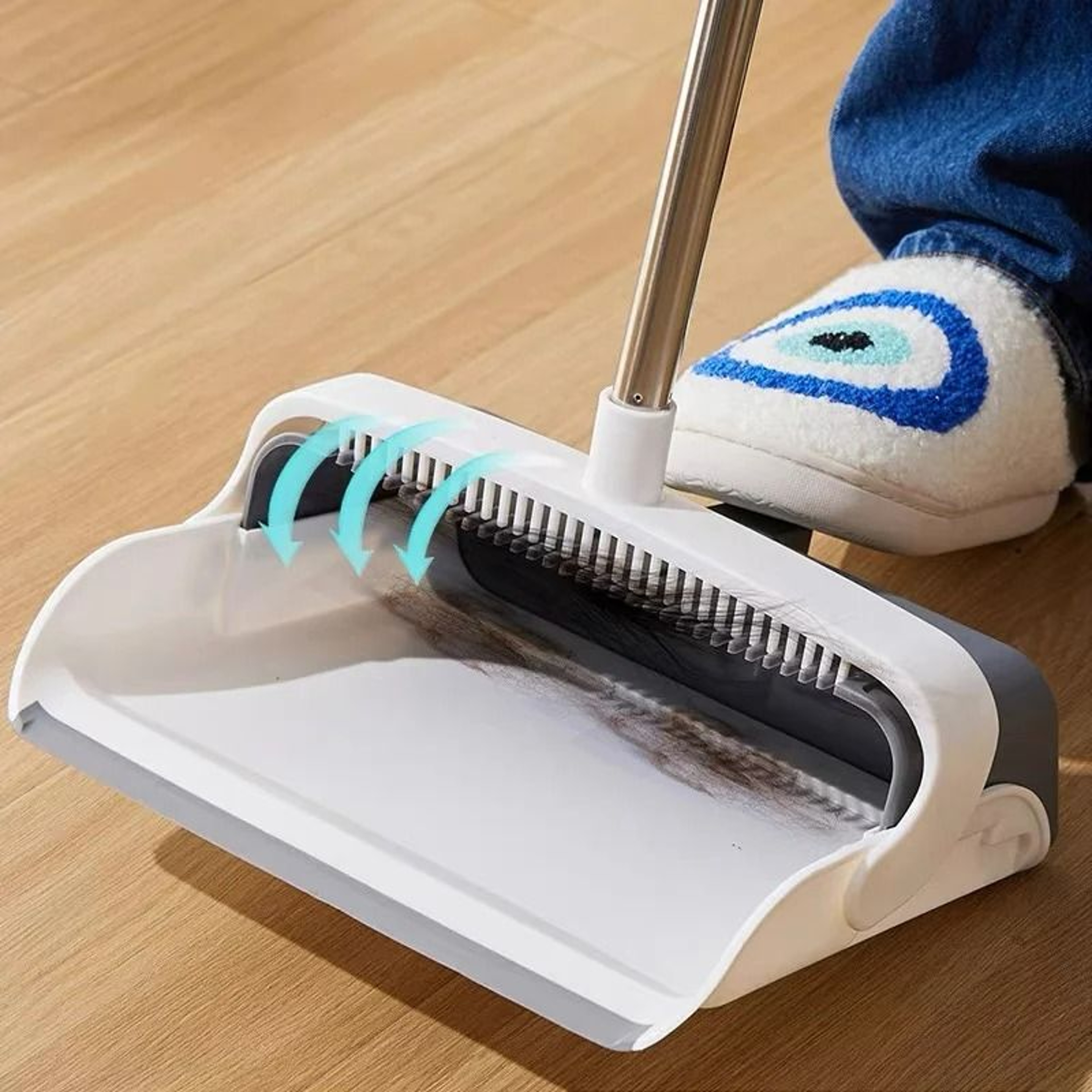Upright Standing Broom And Foldable Dustpan Cleaning Set 4