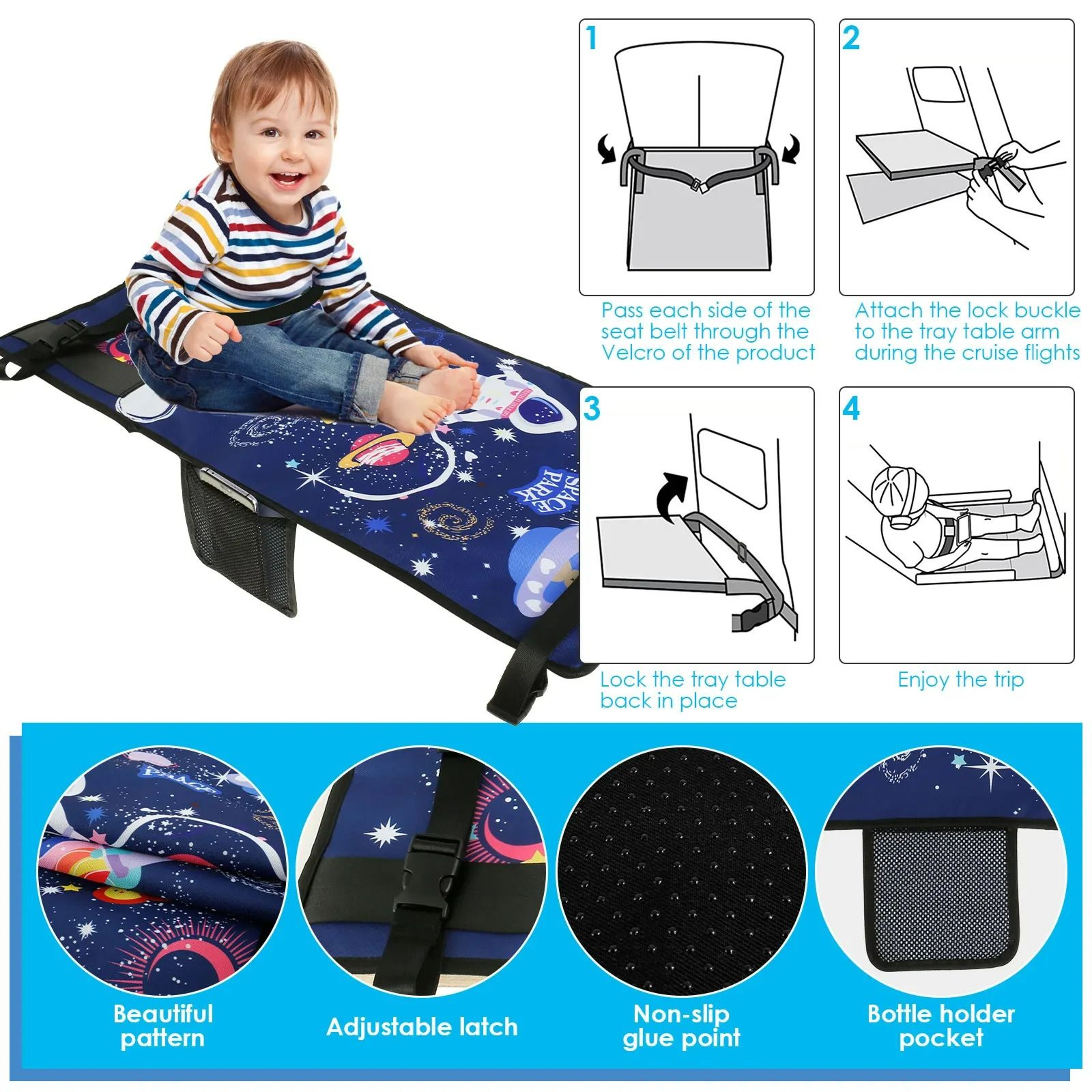 Portable Kids Airplane Seat Extender  Breathable Travel Foot Hammock 3