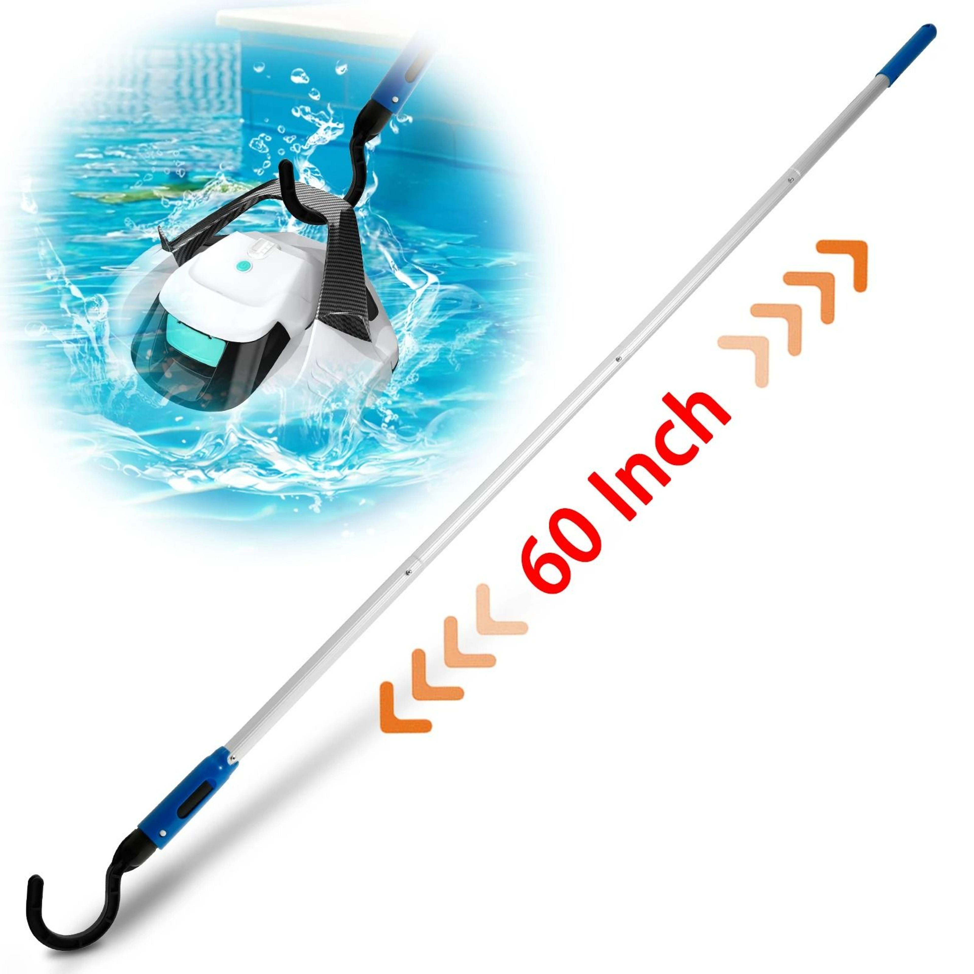 60Inch Extended Telescopic Aluminum Pool Pole Hook 1