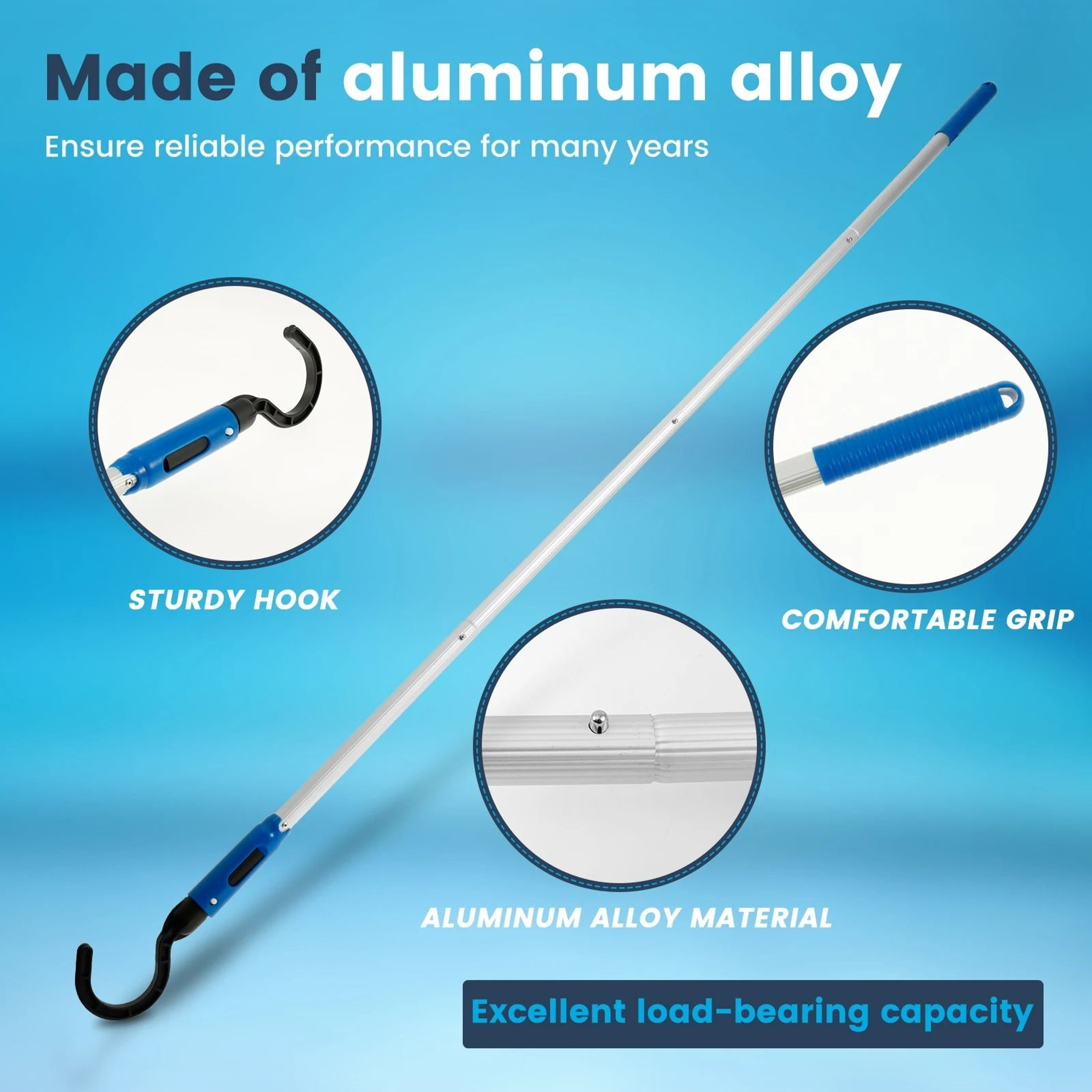 60Inch Extended Telescopic Aluminum Pool Pole Hook 5