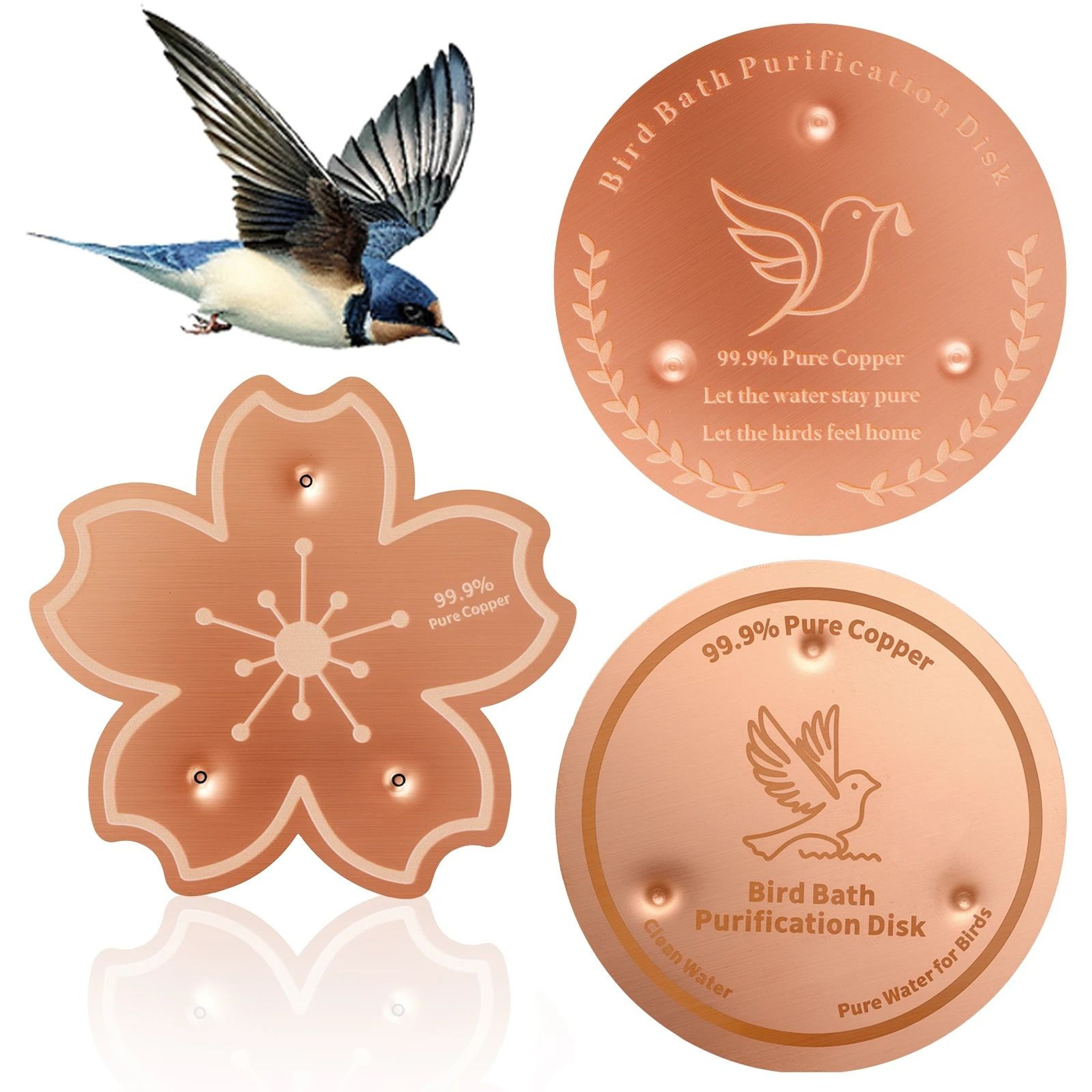 23Piece Copper Bird Bath Purification Disks 0