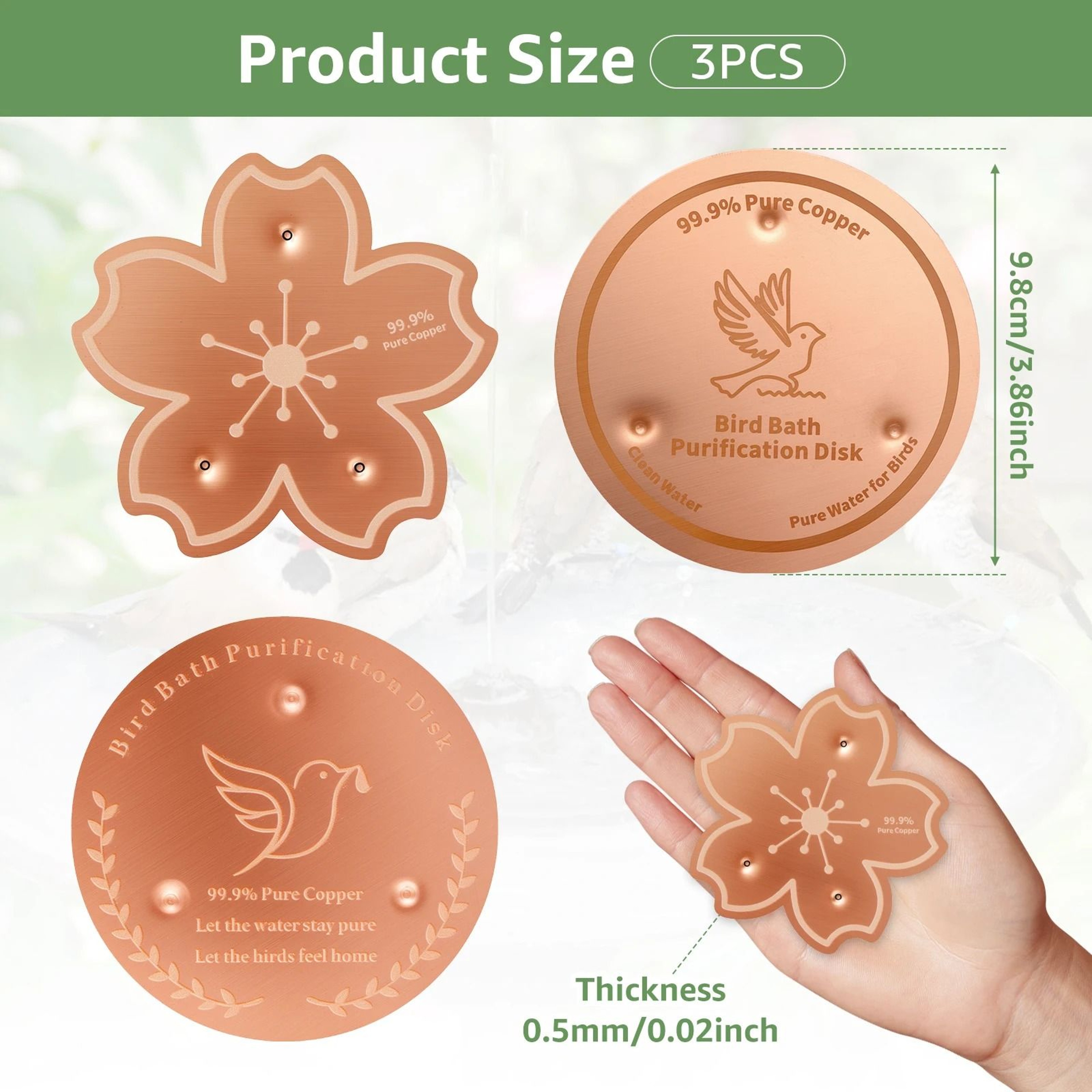 23Piece Copper Bird Bath Purification Disks 5