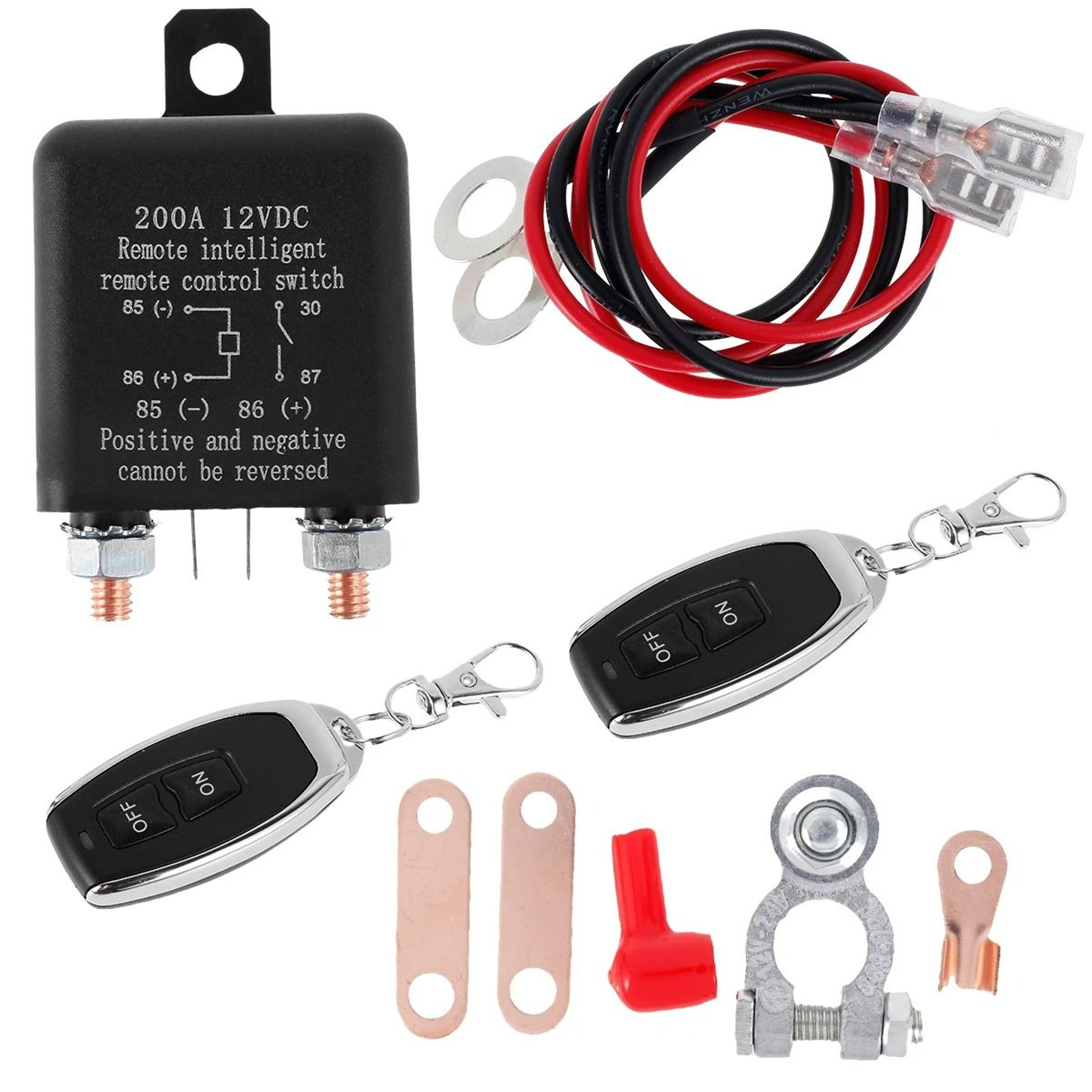 12V Remote Car Battery Disconnect Switch Relay With Dual Controls 7