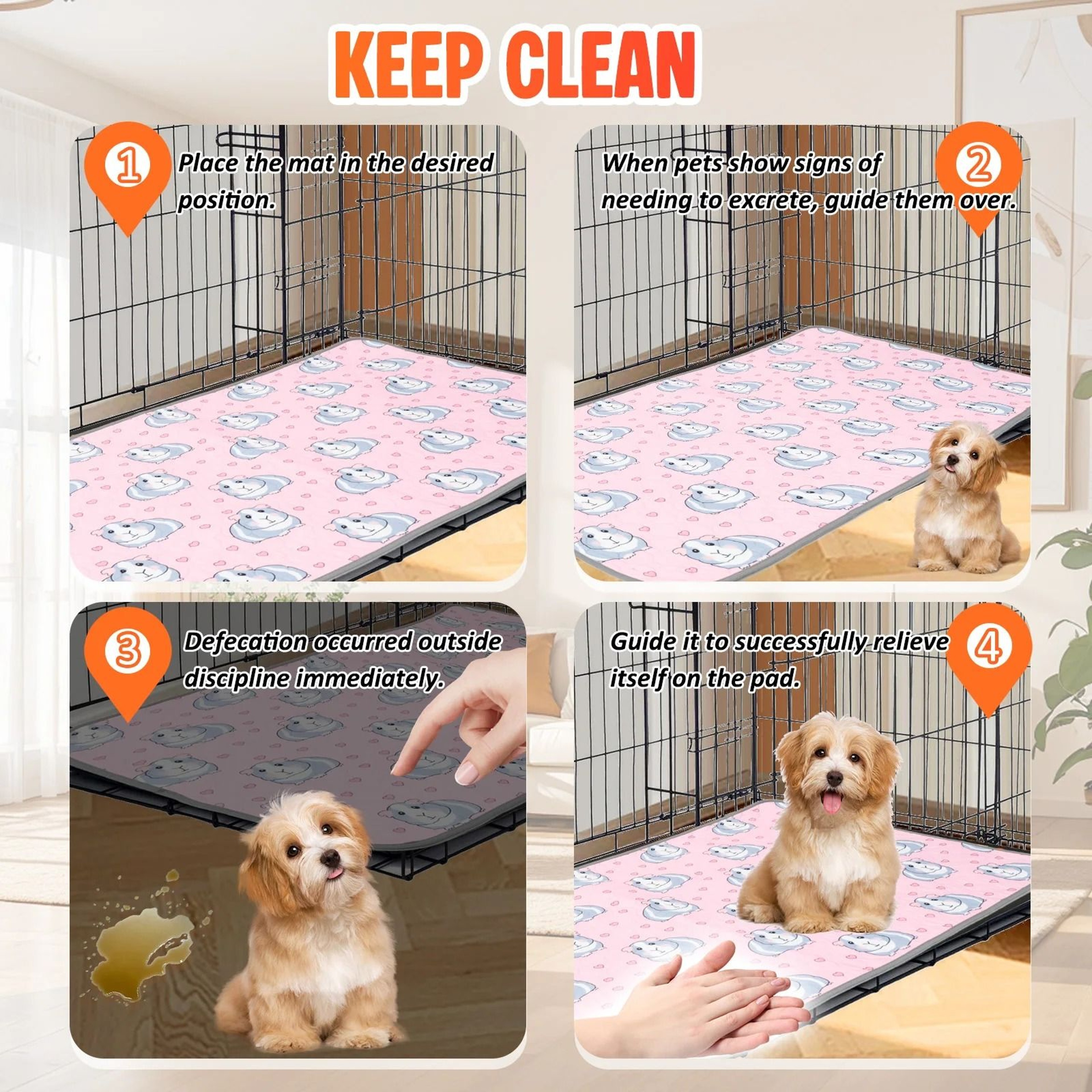 2Piece Reusable Waterproof Guinea Pig Cage Liner Set 4