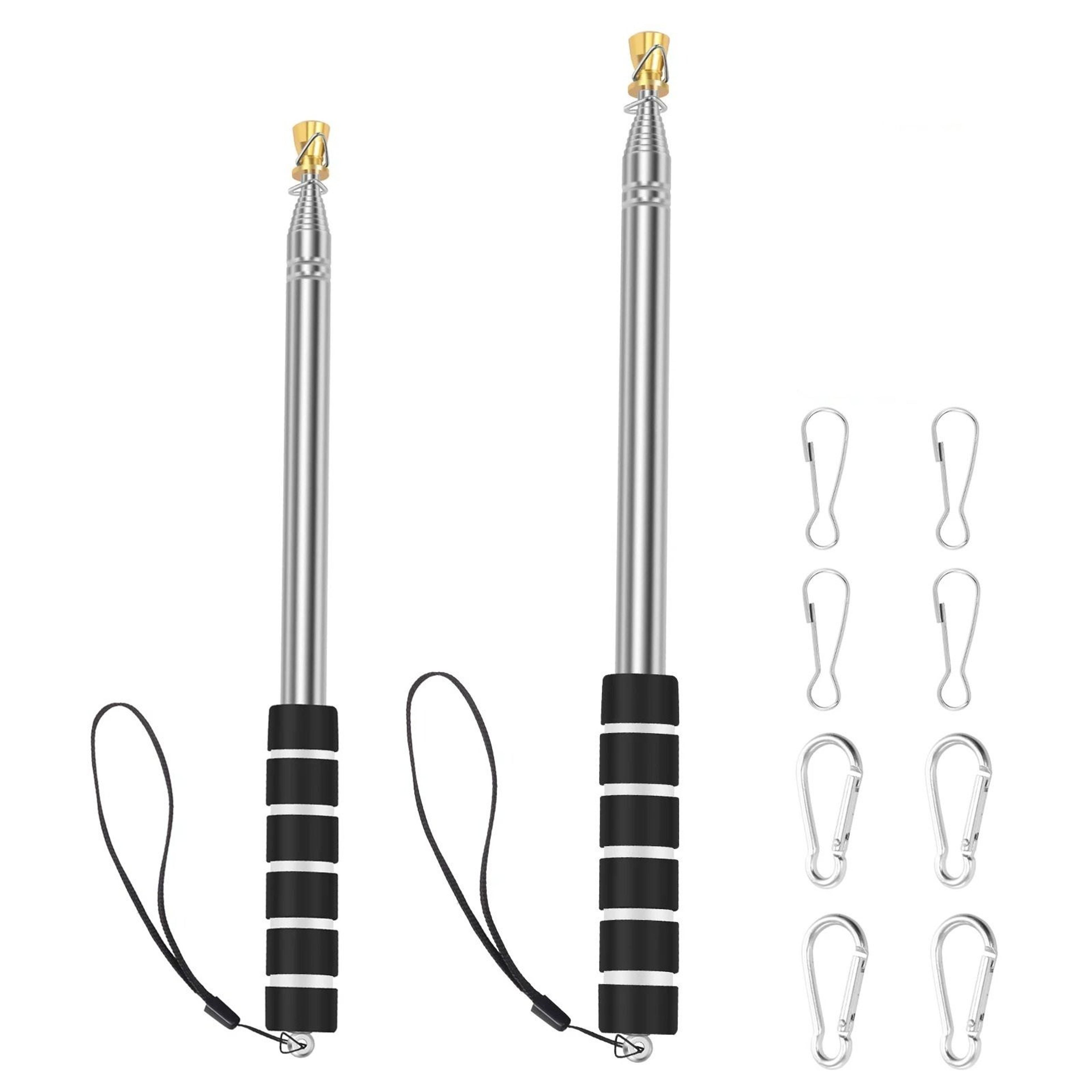 2Piece Telescopic Stainless Steel Handheld Flagpole  Pointer Set 0