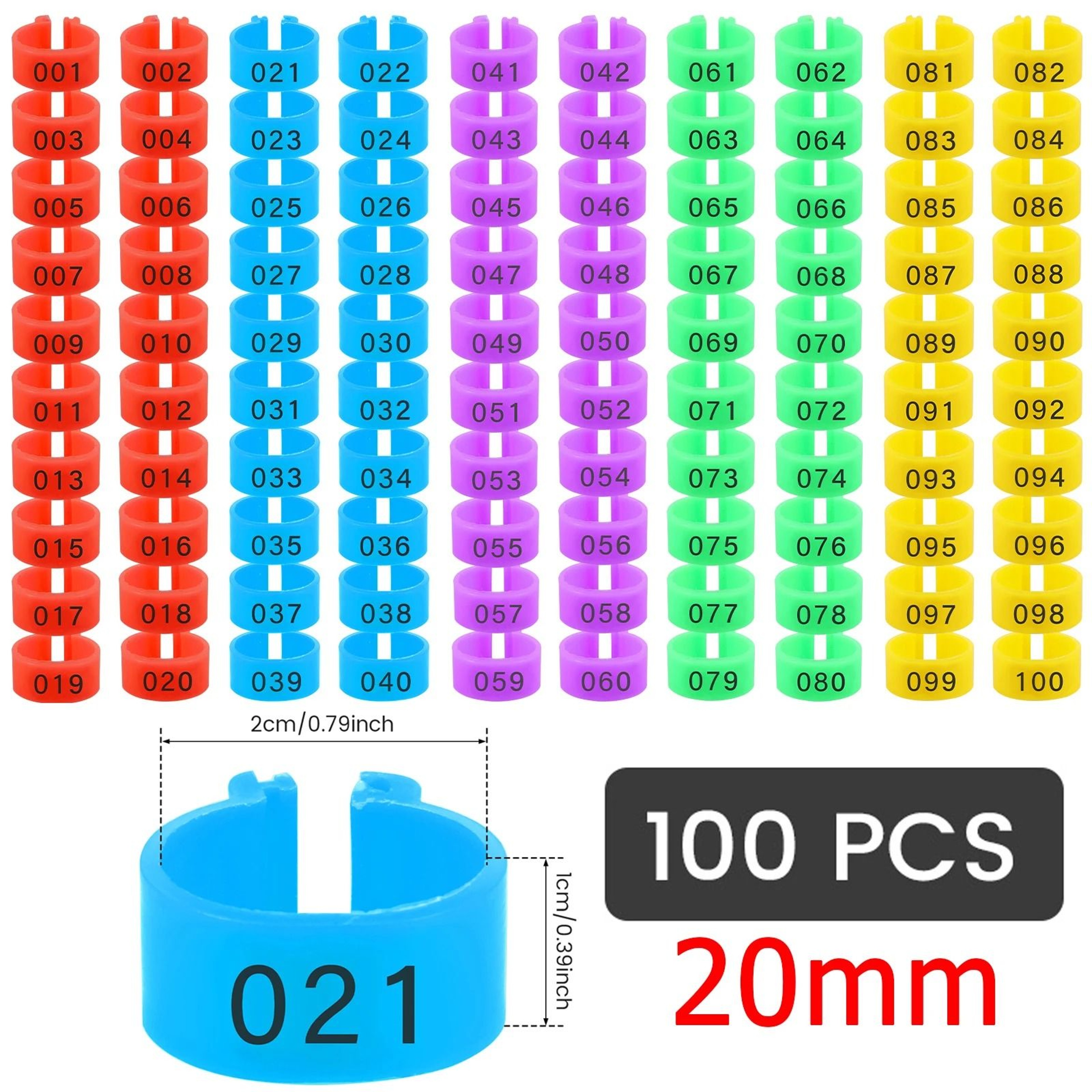 100Piece Numbered Poultry Leg Rings Set 7