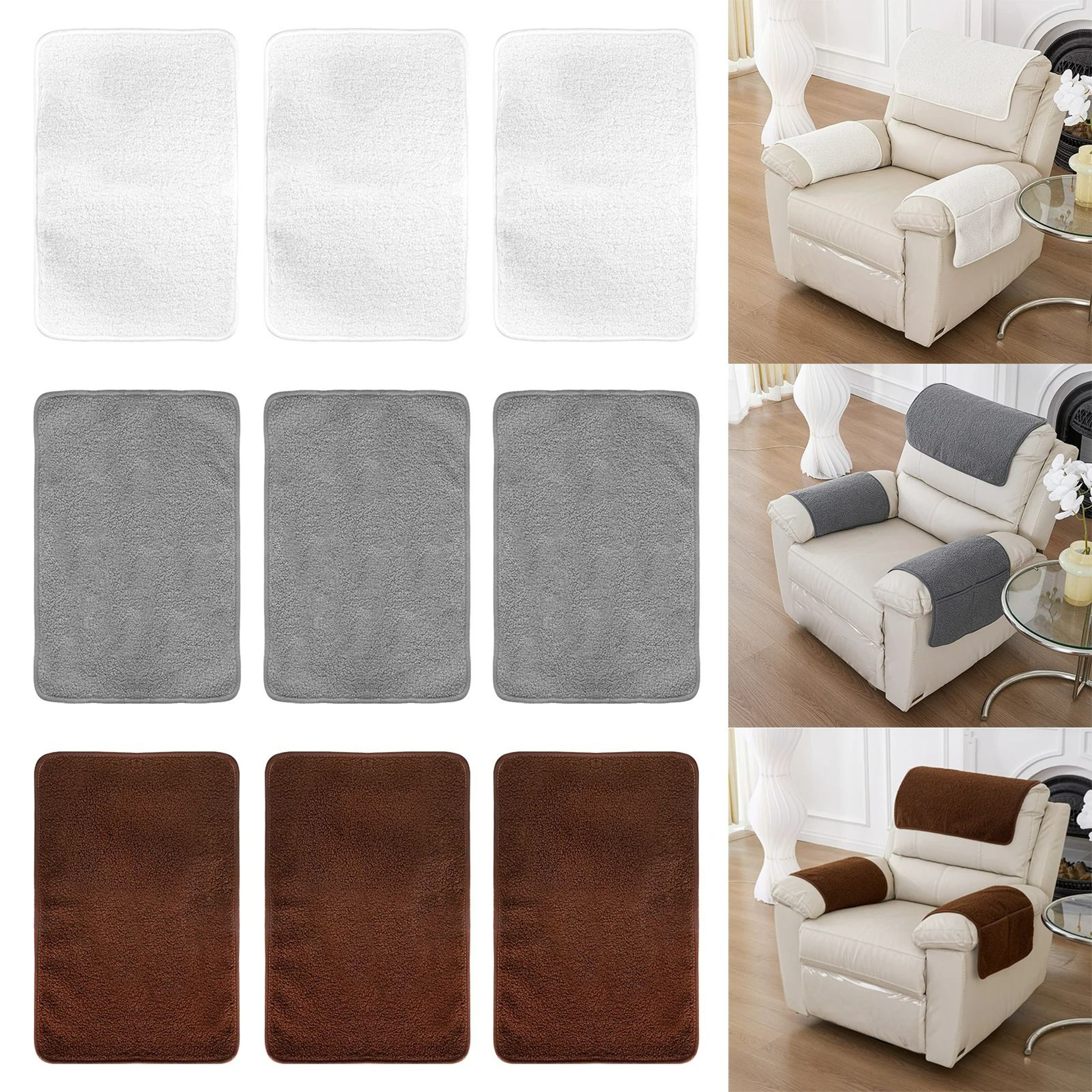 3Piece Soft Polyester Recliner Headrest Protector Cover Set 2