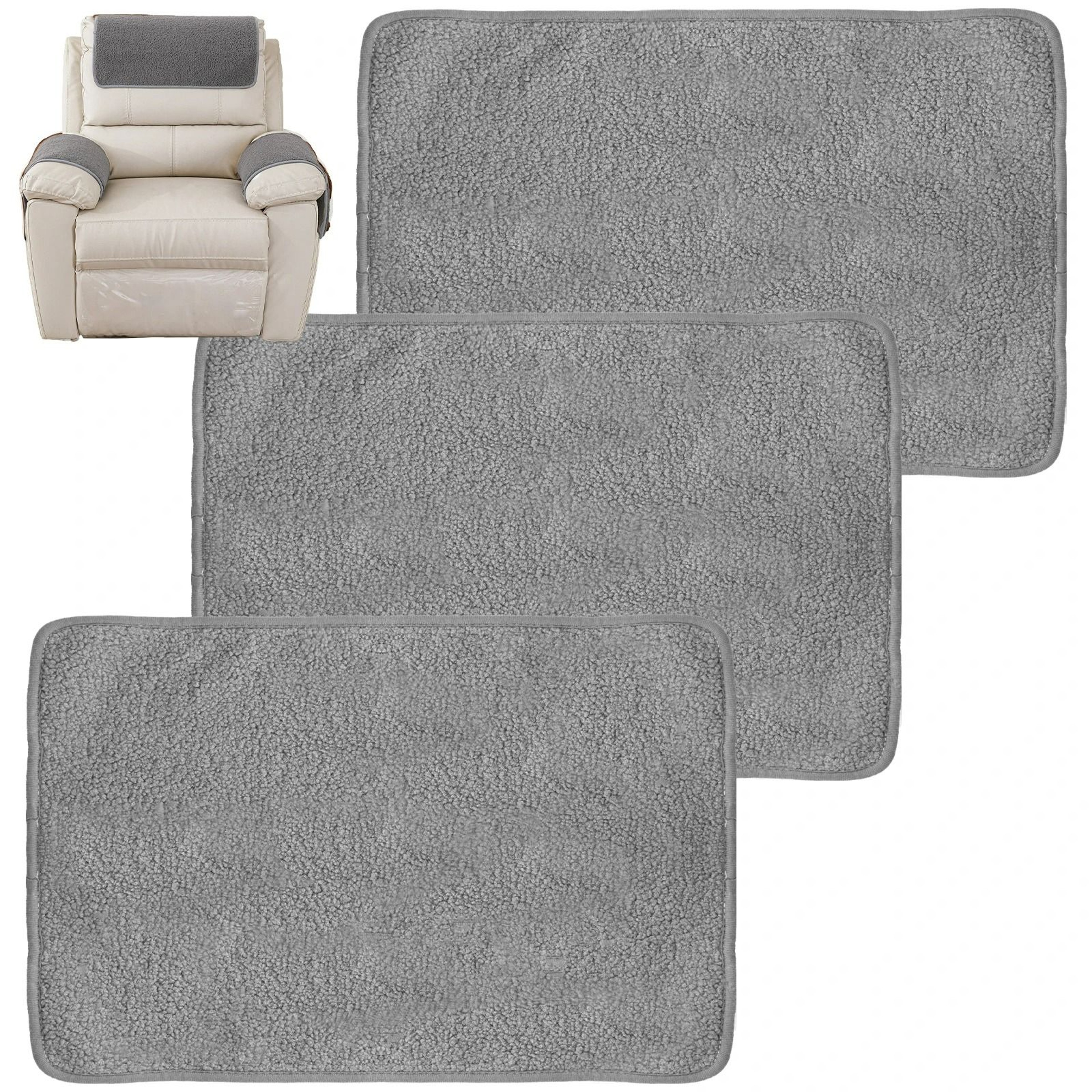 3Piece Soft Polyester Recliner Headrest Protector Cover Set 13