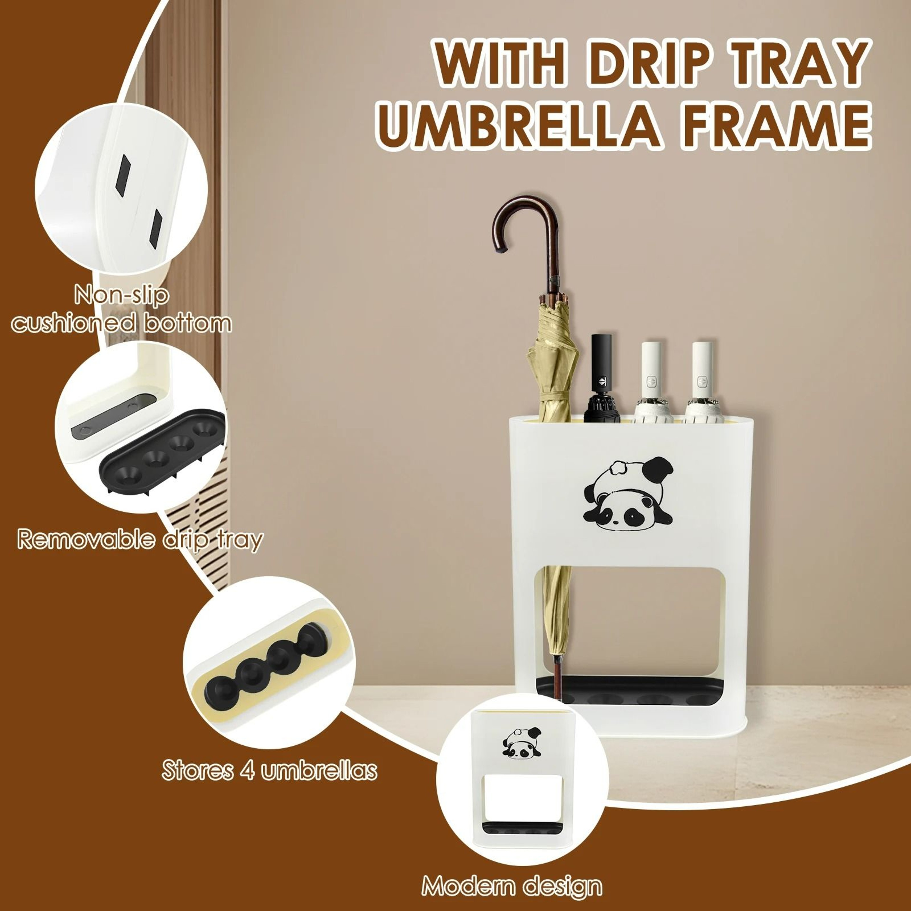 Entryway Indoor Umbrella Stand Holder With Removable Drip Tray 3