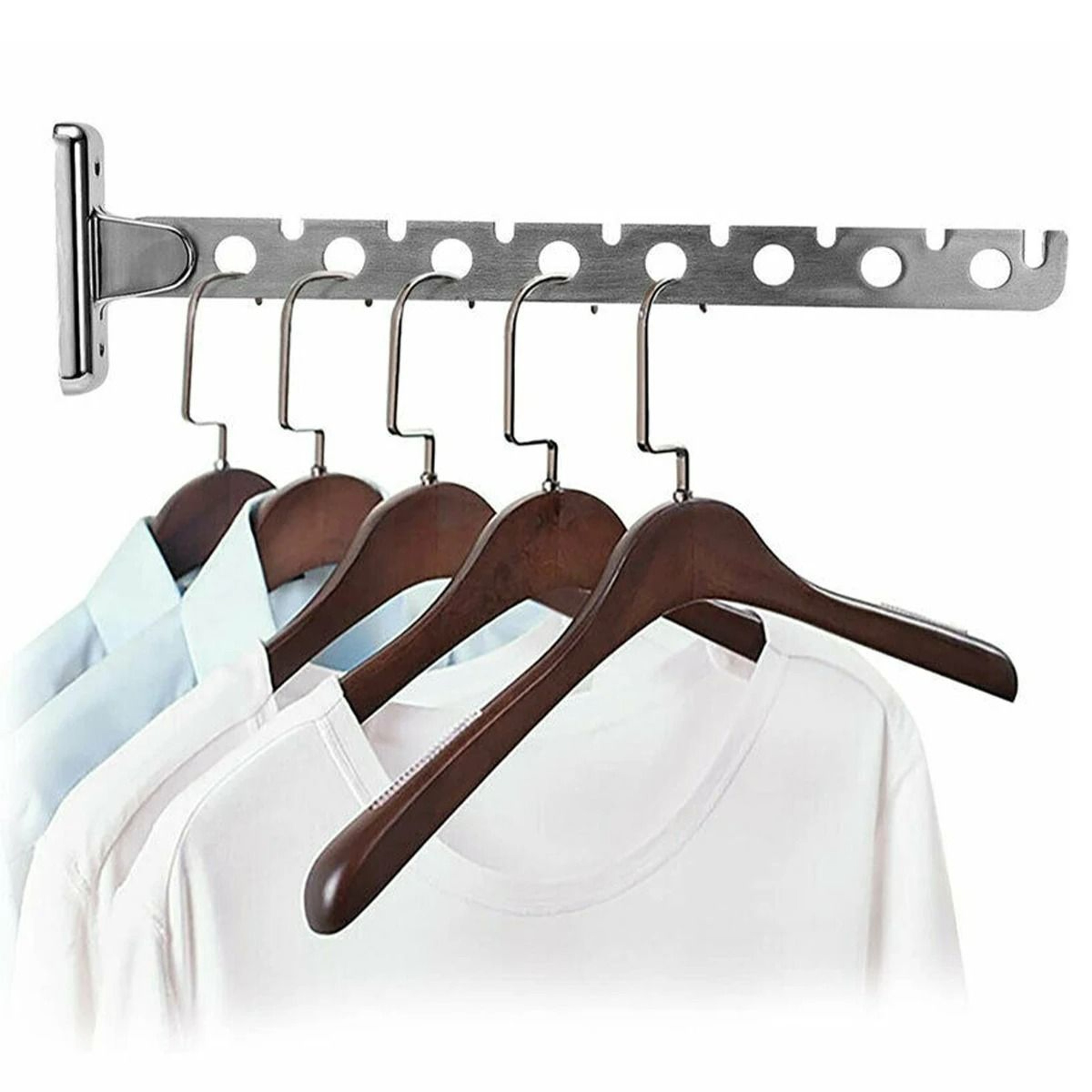 WallMounted Stainless Steel Folding Clothes Drying Rack With Hanger Holes 7