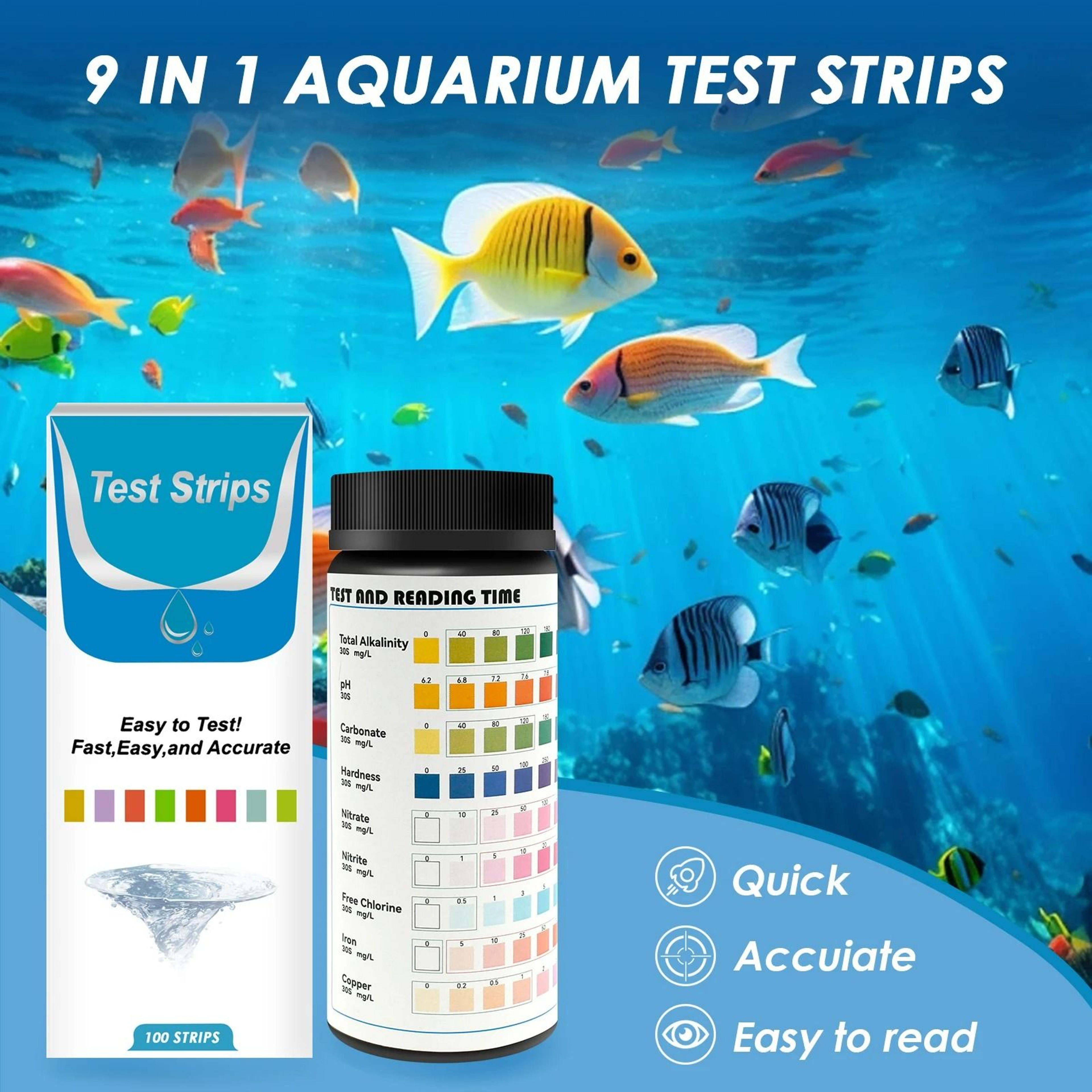 MultiParameter Aquarium  Pool Water Quality Test Strips 1