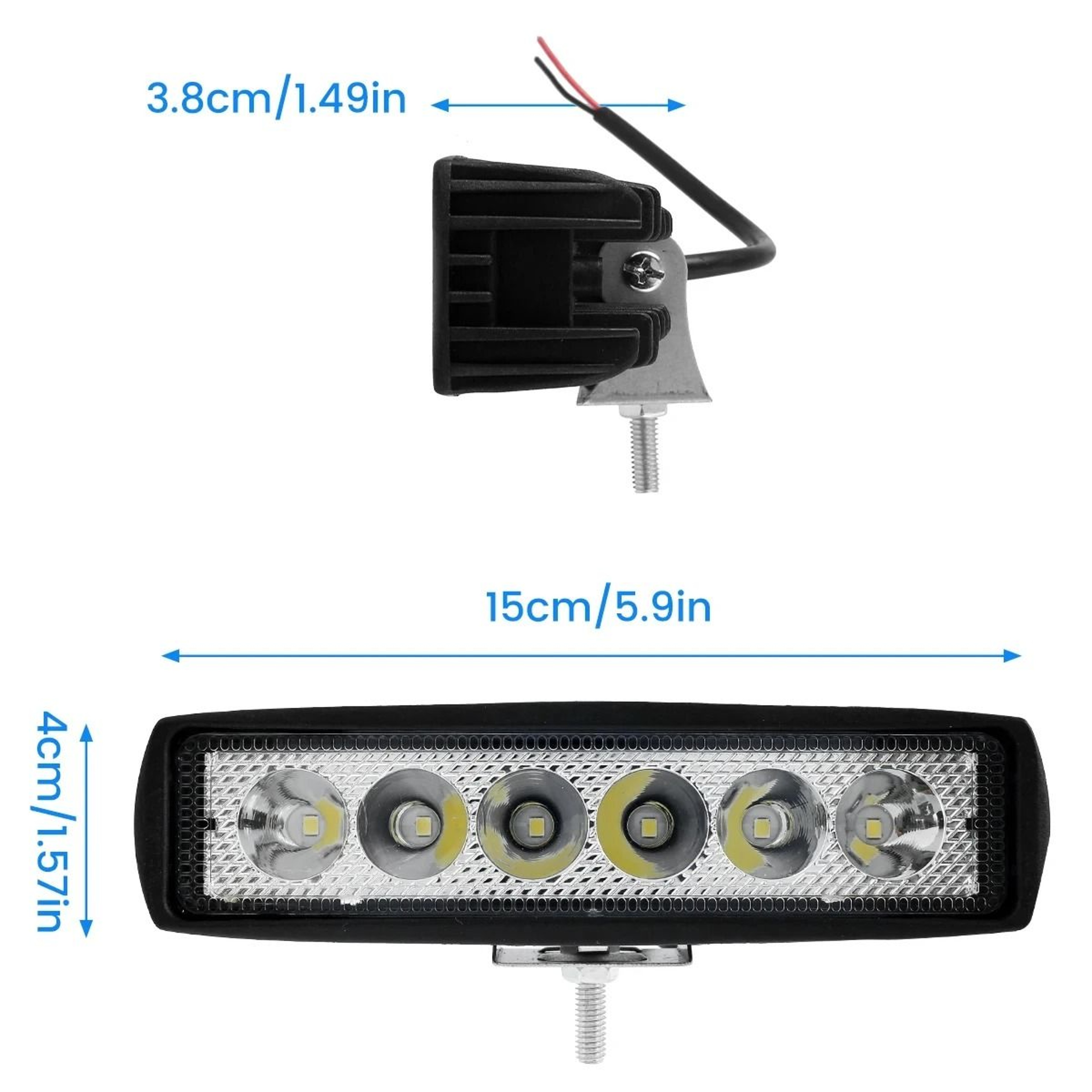 Super Bright 12V 18W 6000K OffRoad LED Light Bar  Work Light 6