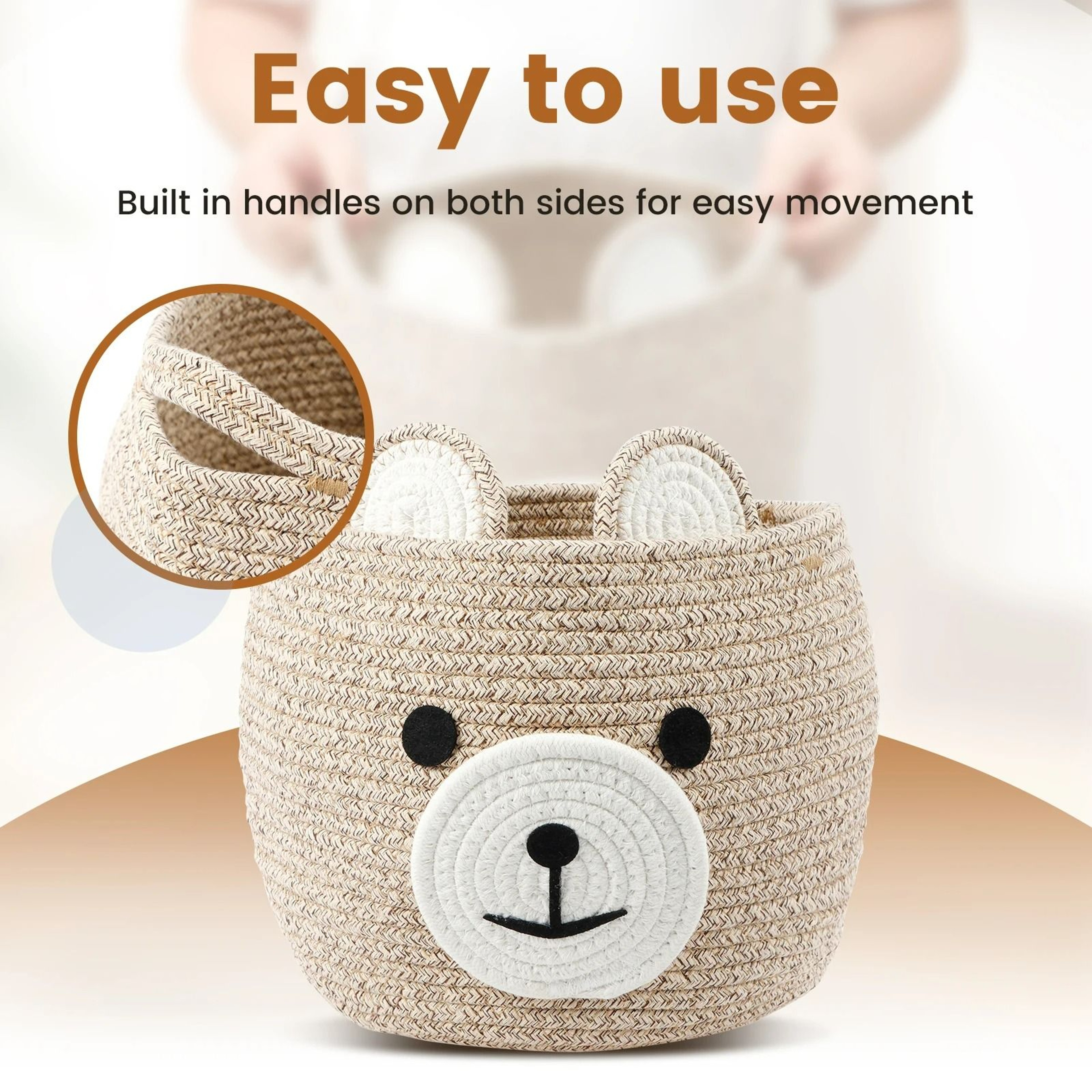 Cute Bear Cotton Rope Storage Basket  Toy Organizer 6