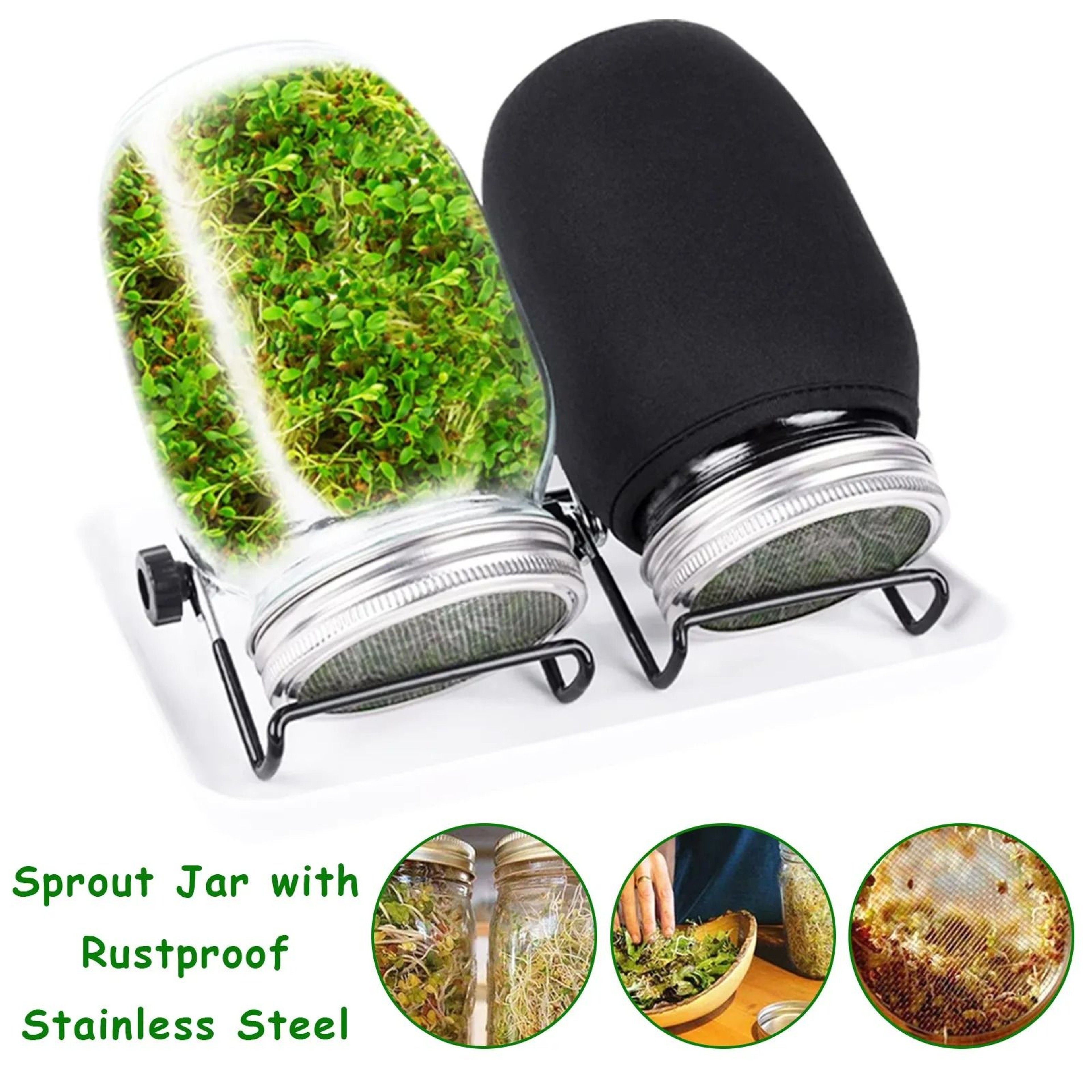 Stainless Steel Mesh Sprouting Lids For Wide Mouth Mason Jars 1