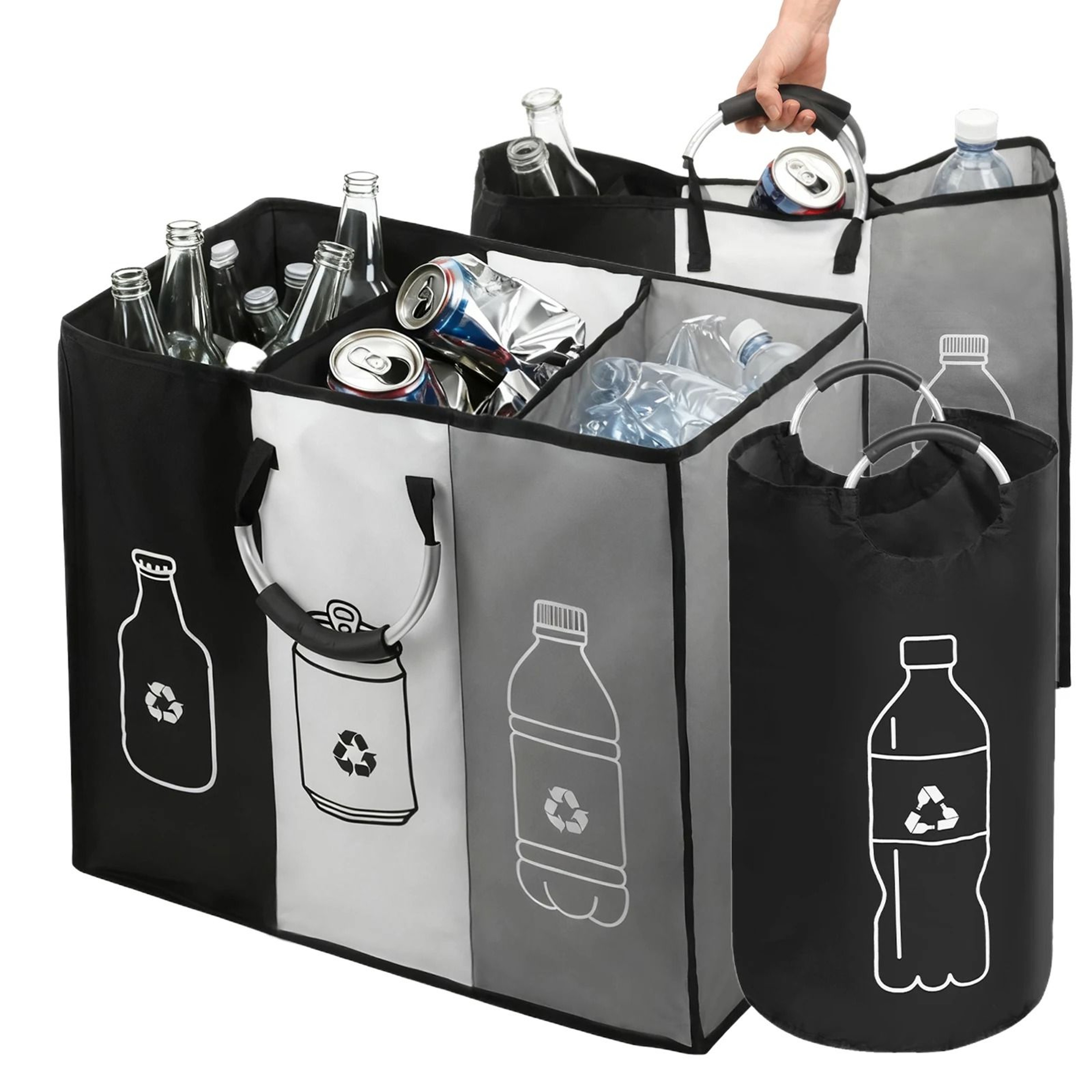 3Compartment Folding Empty Bottle  Recyclable Storage Basket 0