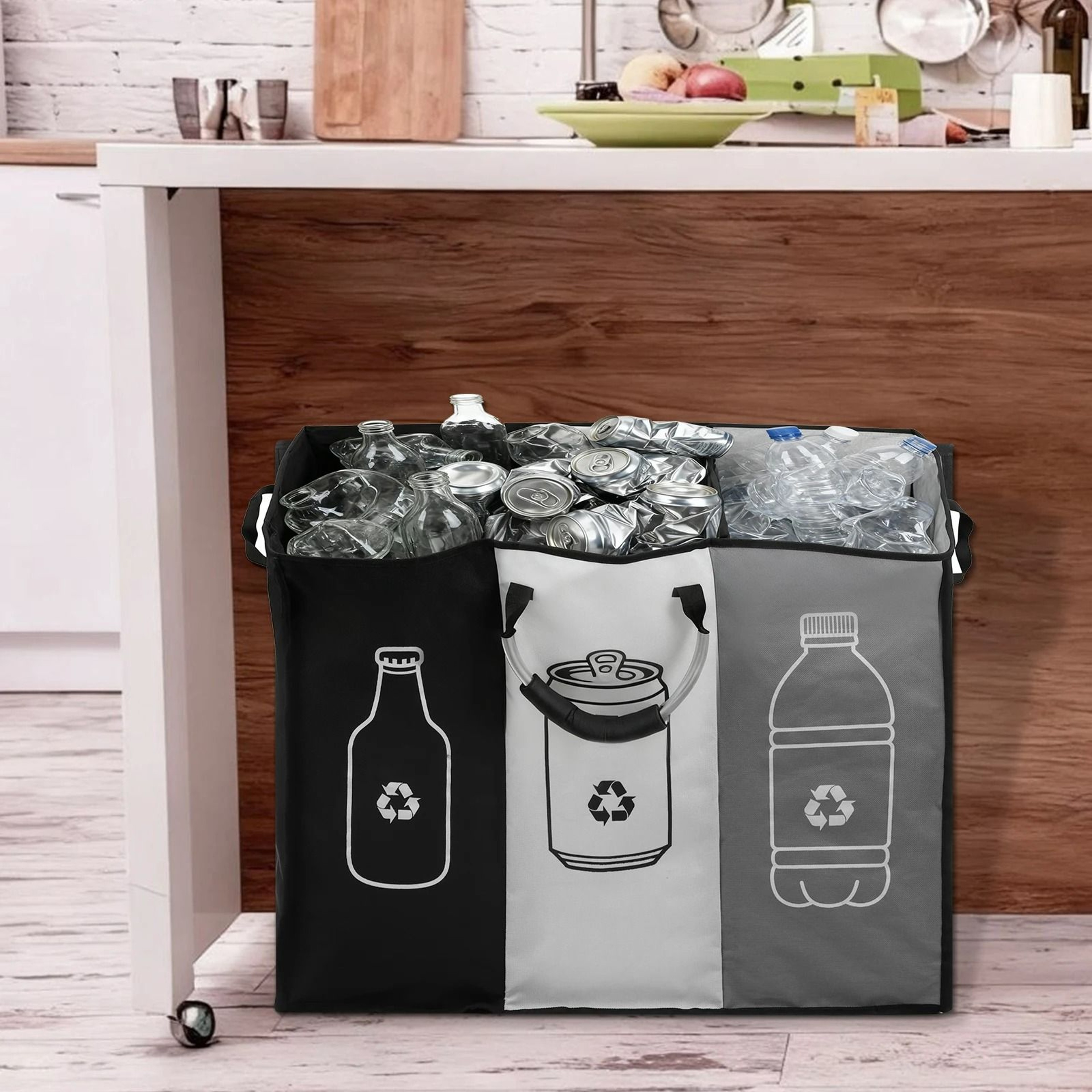3Compartment Folding Empty Bottle  Recyclable Storage Basket 1