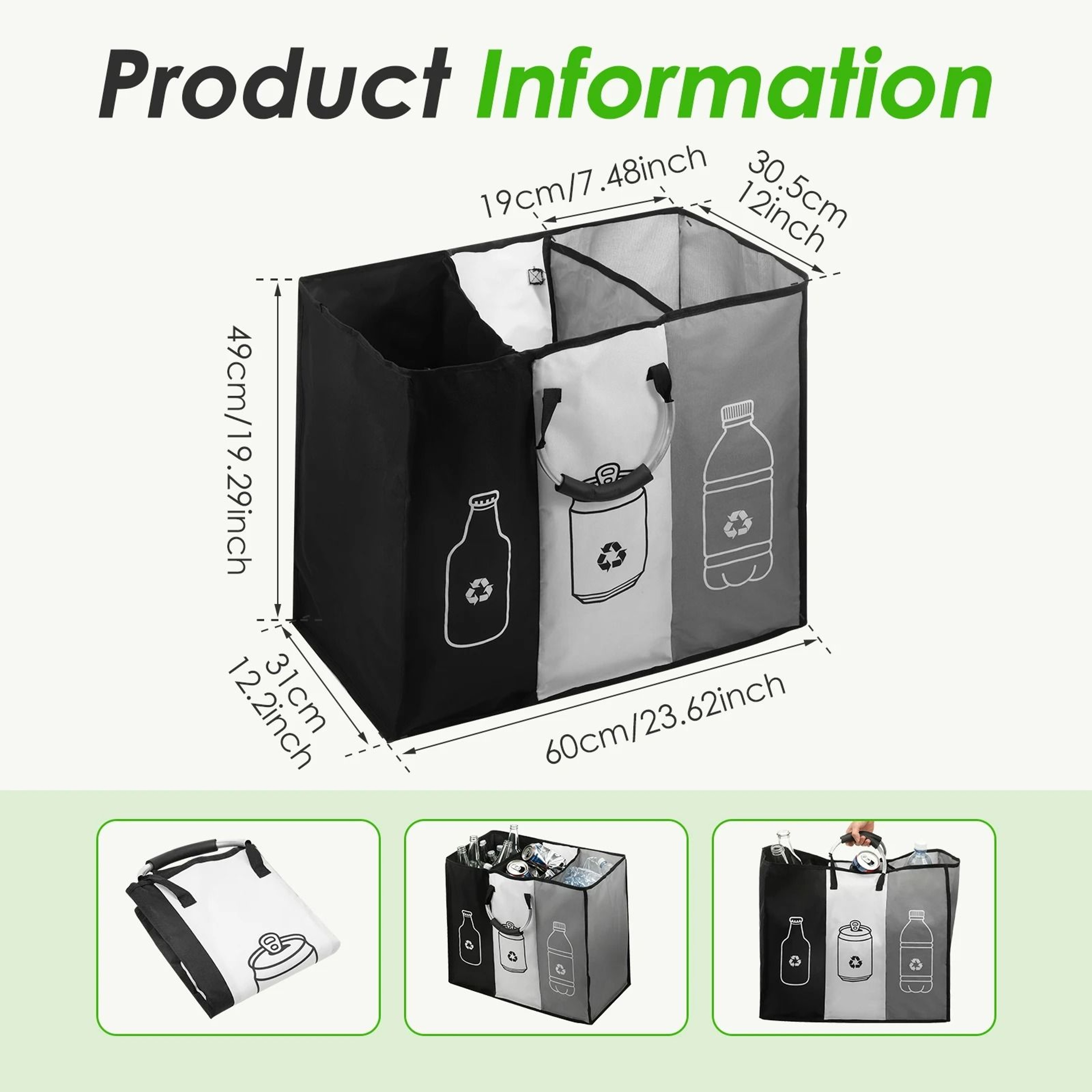 3Compartment Folding Empty Bottle  Recyclable Storage Basket 5