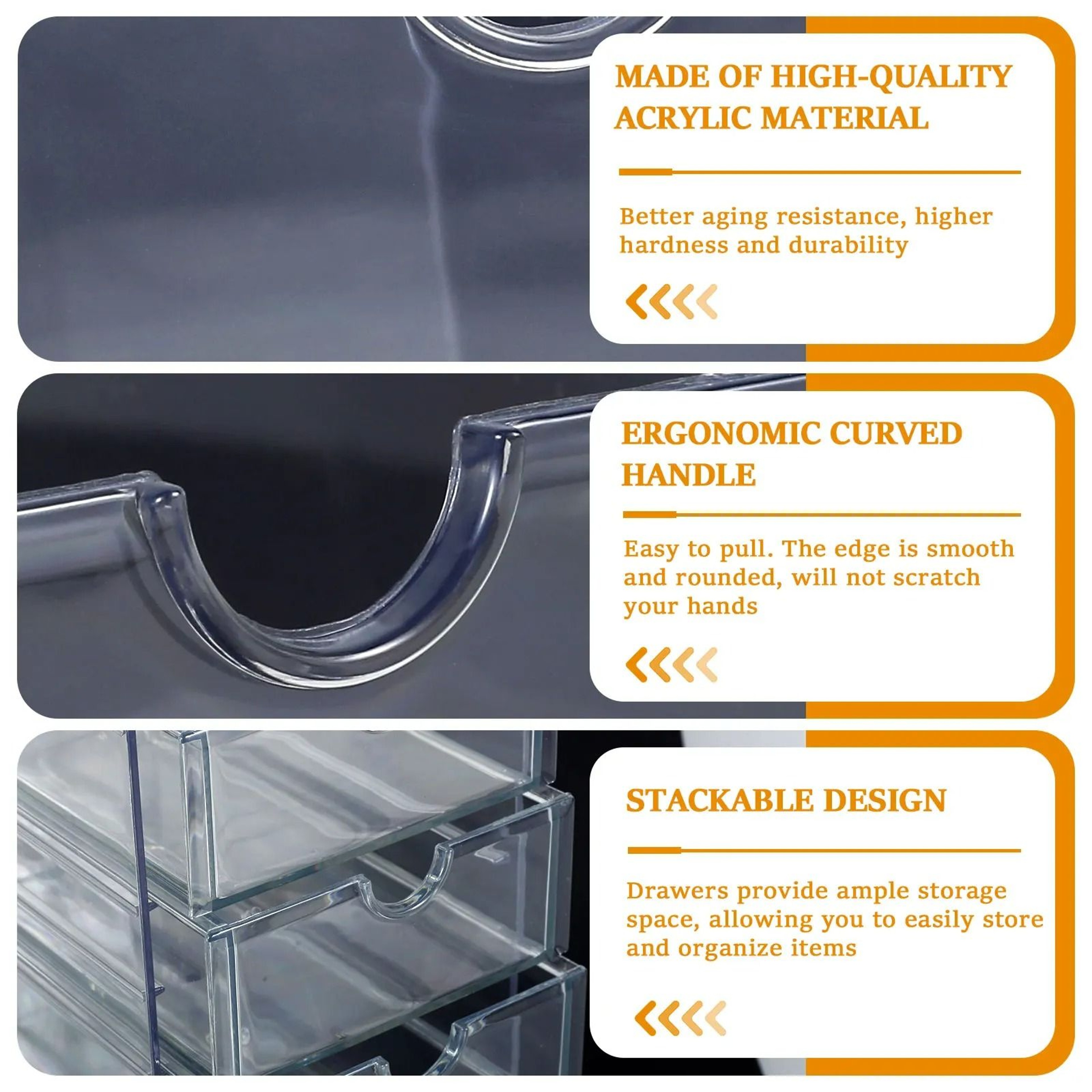 Clear Acrylic Tiered Drawer Organizer  Desktop Storage Box 5
